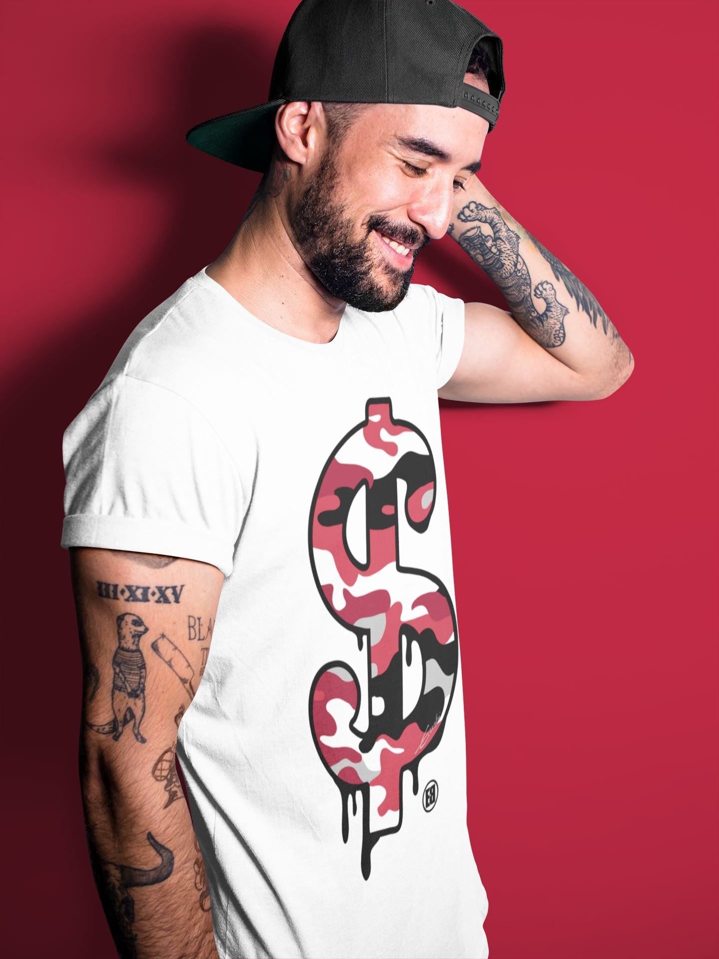 Jordan 4 Fire Red Shirt To Match Jordans Dollar Camo Sneaker Tees Jordan 4 Fire Red Drip Gear Zone Sneaker Matching Clothing Unisex Shirts