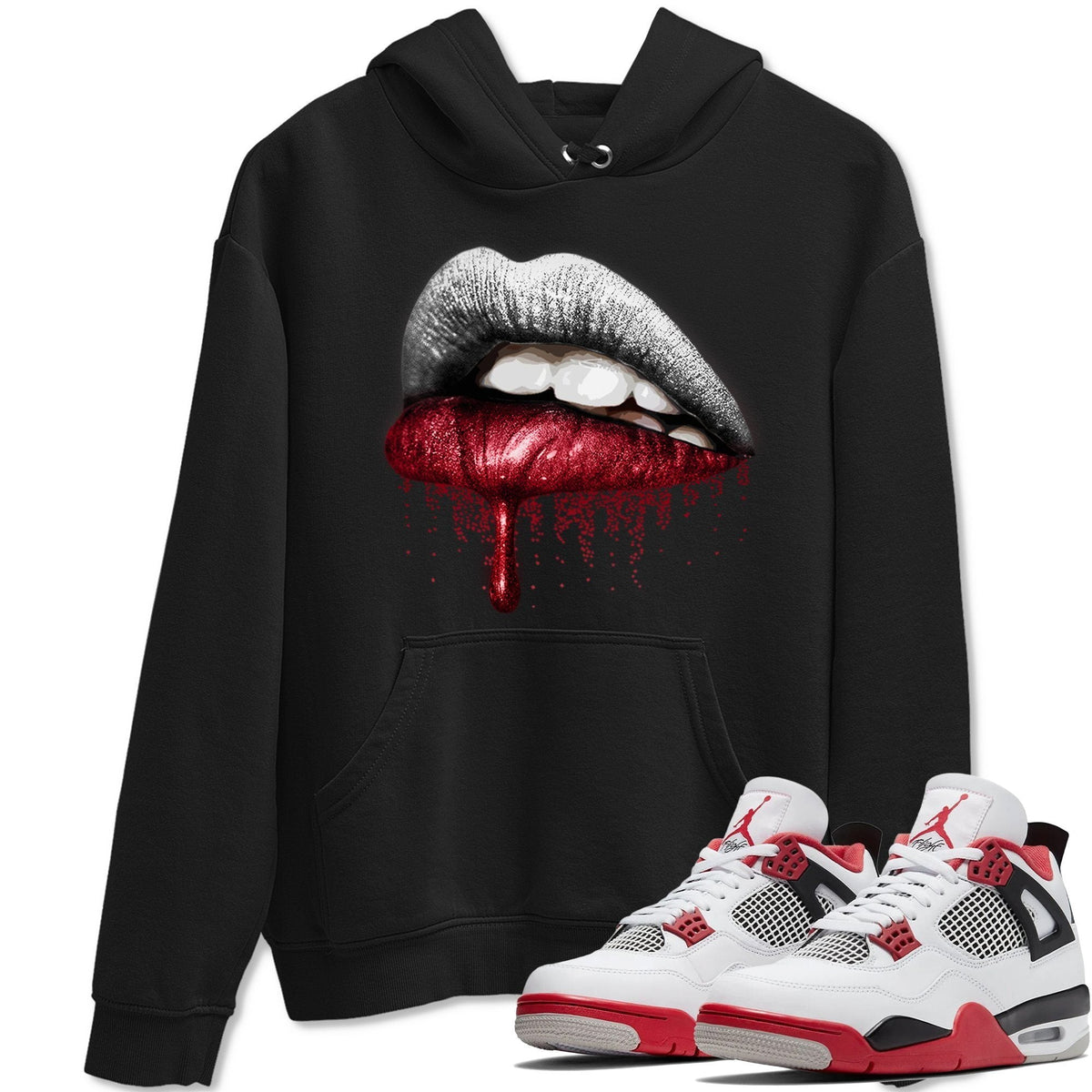 Jordan 4 Fire Red Shirt To Match Jordans Dripping Lips Sneaker Tees Jordan 4 Fire Red Drip Gear Zone Sneaker Matching Clothing Unisex Shirts