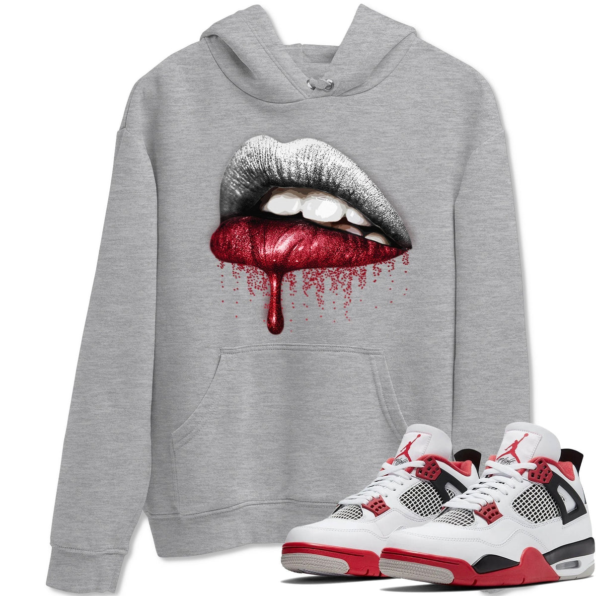 Jordan 4 Fire Red Shirt To Match Jordans Dripping Lips Sneaker Tees Jordan 4 Fire Red Drip Gear Zone Sneaker Matching Clothing Unisex Shirts
