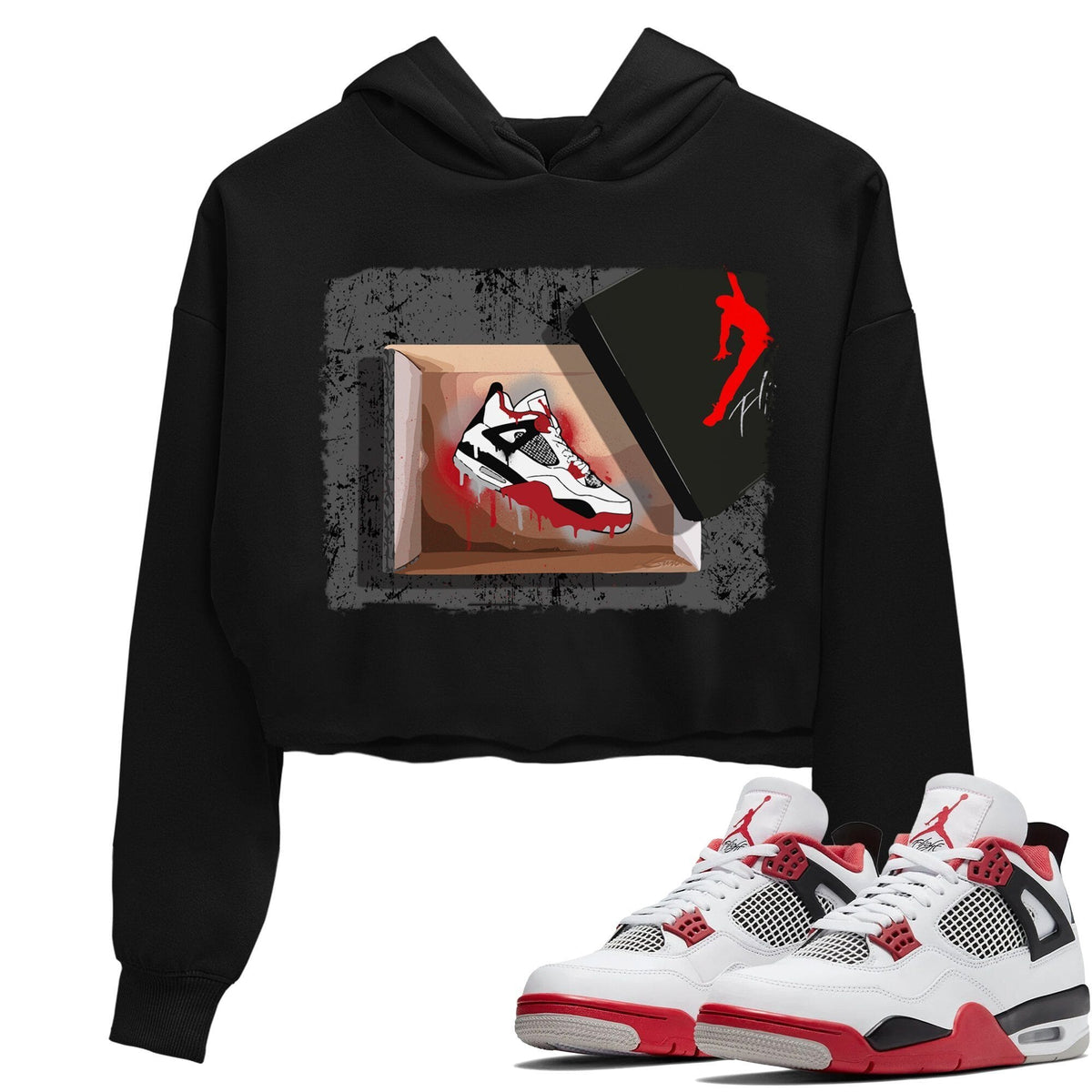 Jordan 4 Fire Red Sneaker Matching T-Shirt New Kicks Sneaker Tees Jordan 4 Fire Red Sneaker Release Tees Women's Shirts