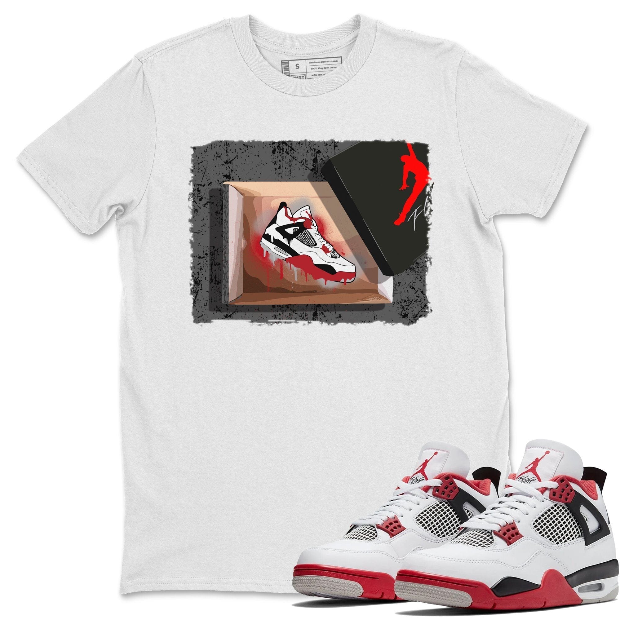 Jordan 4 Fire Red Shirt To Match Jordans New Kicks Sneaker Tees Jordan 4 Fire Red Drip Gear Zone Sneaker Matching Clothing Unisex Shirts