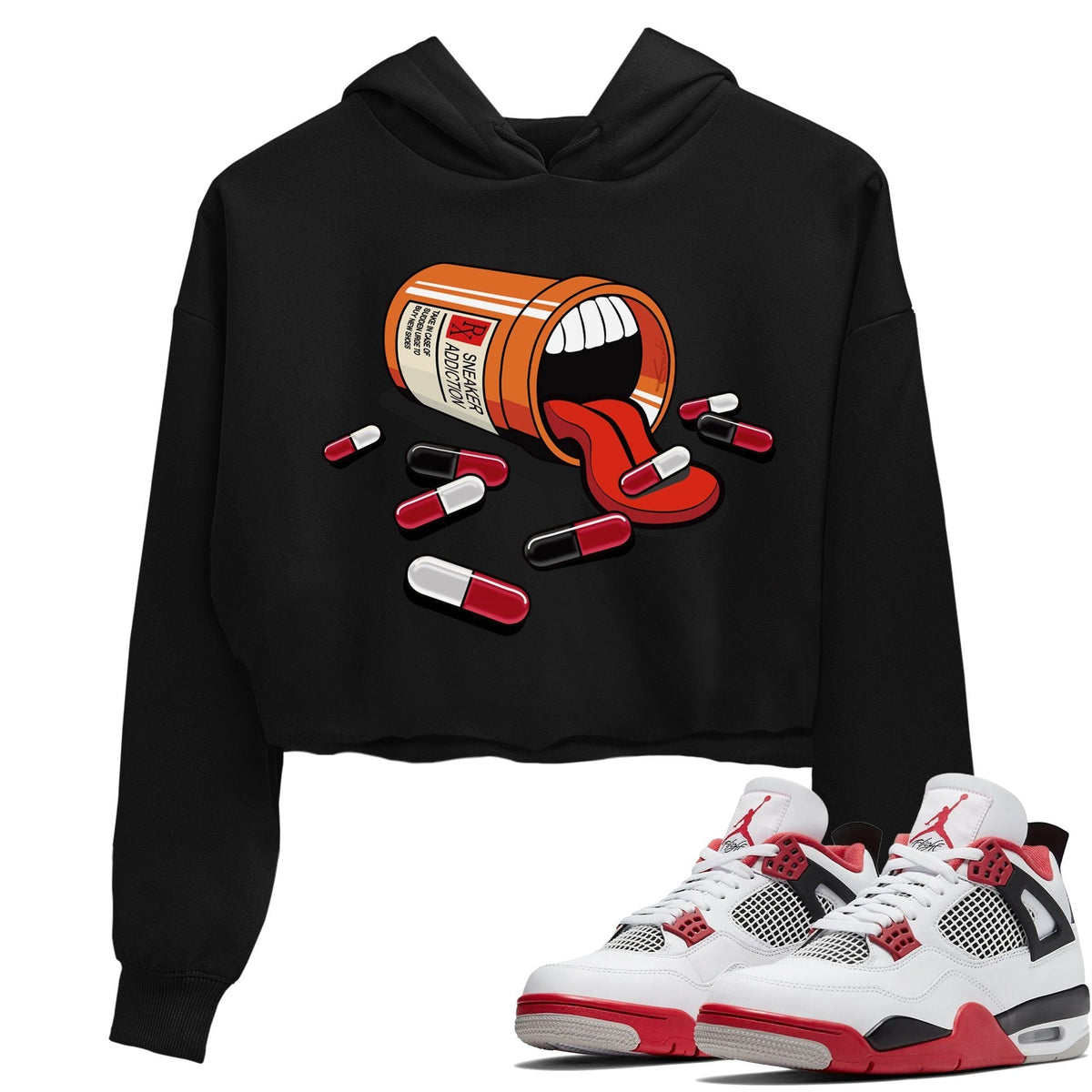 Jordan 4 Fire Red Sneaker Matching T-Shirt Sneaker Addiction Sneaker Tees Jordan 4 Fire Red Sneaker Release Tees Women's Shirts
