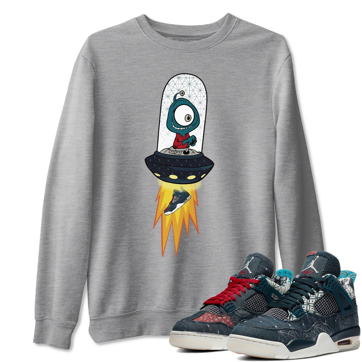 Jordan 4 Deep Ocean Shirt To Match Jordans Alien Sneaker Tees Jordan 4 Deep Ocean Drip Gear Zone Sneaker Matching Clothing Unisex Shirts