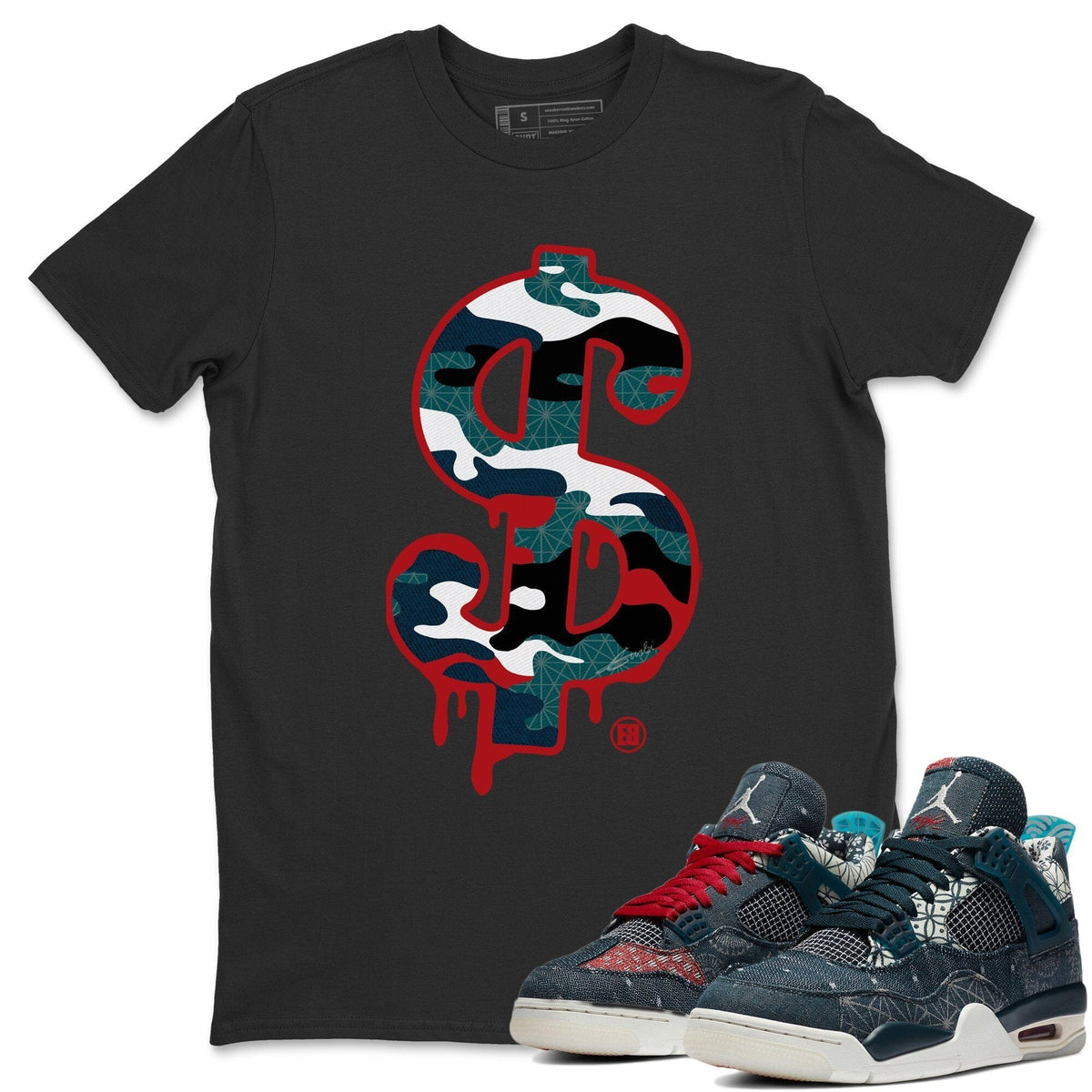 Jordan 4 Deep Ocean Shirt To Match Jordans Dollar Camo Sneaker Tees Jordan 4 Deep Ocean Drip Gear Zone Sneaker Matching Clothing Unisex Shirts
