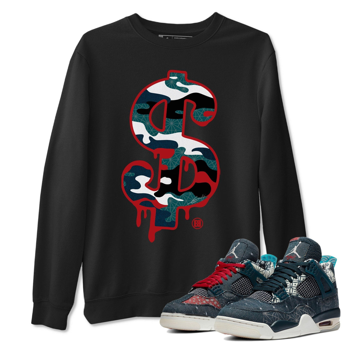 Jordan 4 Deep Ocean Shirt To Match Jordans Dollar Camo Sneaker Tees Jordan 4 Deep Ocean Drip Gear Zone Sneaker Matching Clothing Unisex Shirts