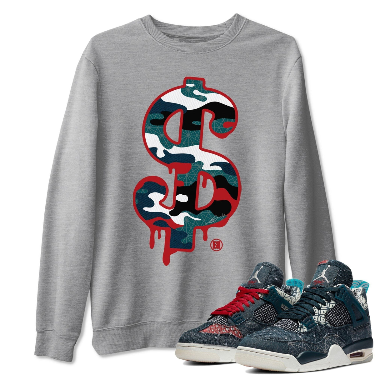 Jordan 4 Deep Ocean Shirt To Match Jordans Dollar Camo Sneaker Tees Jordan 4 Deep Ocean Drip Gear Zone Sneaker Matching Clothing Unisex Shirts
