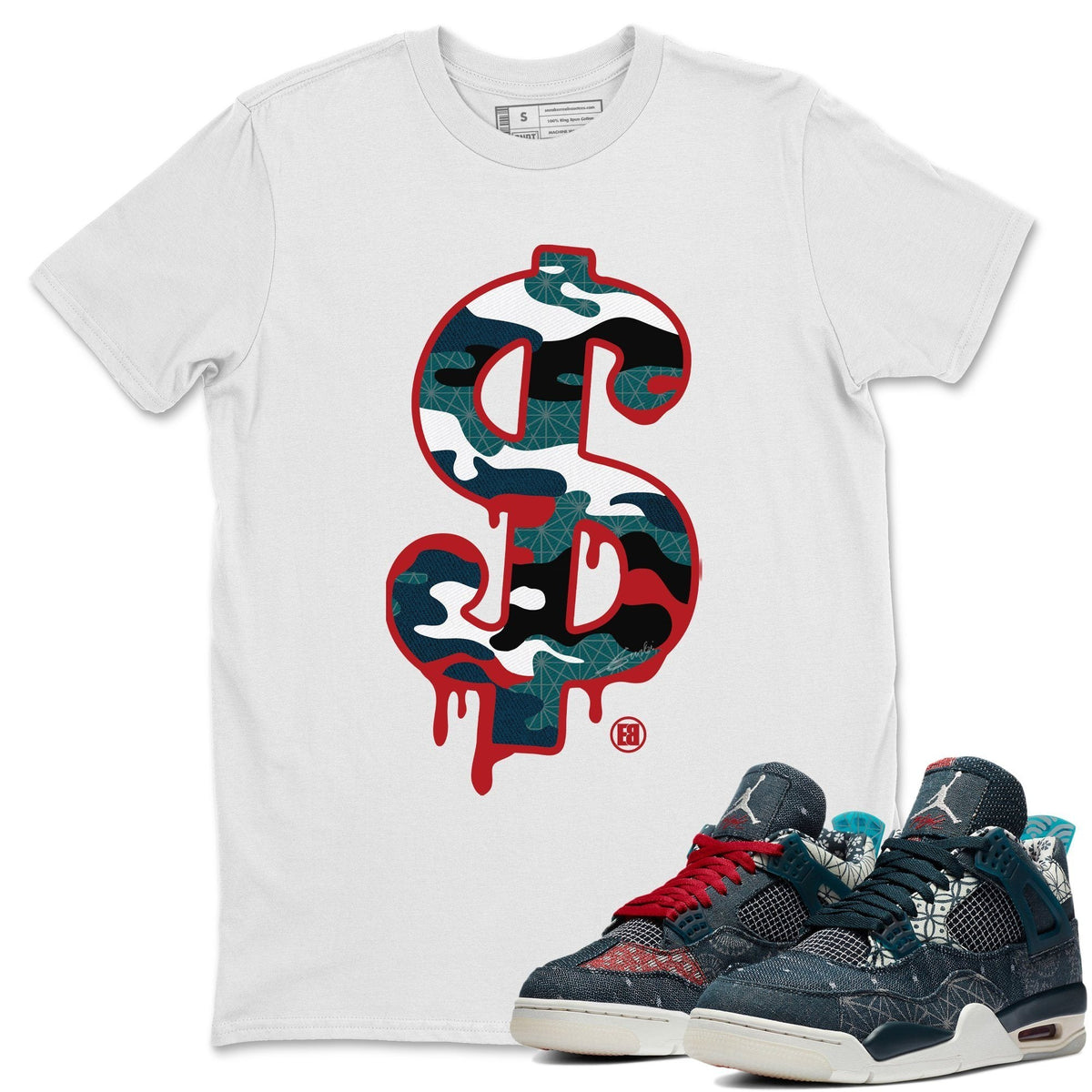 Jordan 4 Deep Ocean Shirt To Match Jordans Dollar Camo Sneaker Tees Jordan 4 Deep Ocean Drip Gear Zone Sneaker Matching Clothing Unisex Shirts