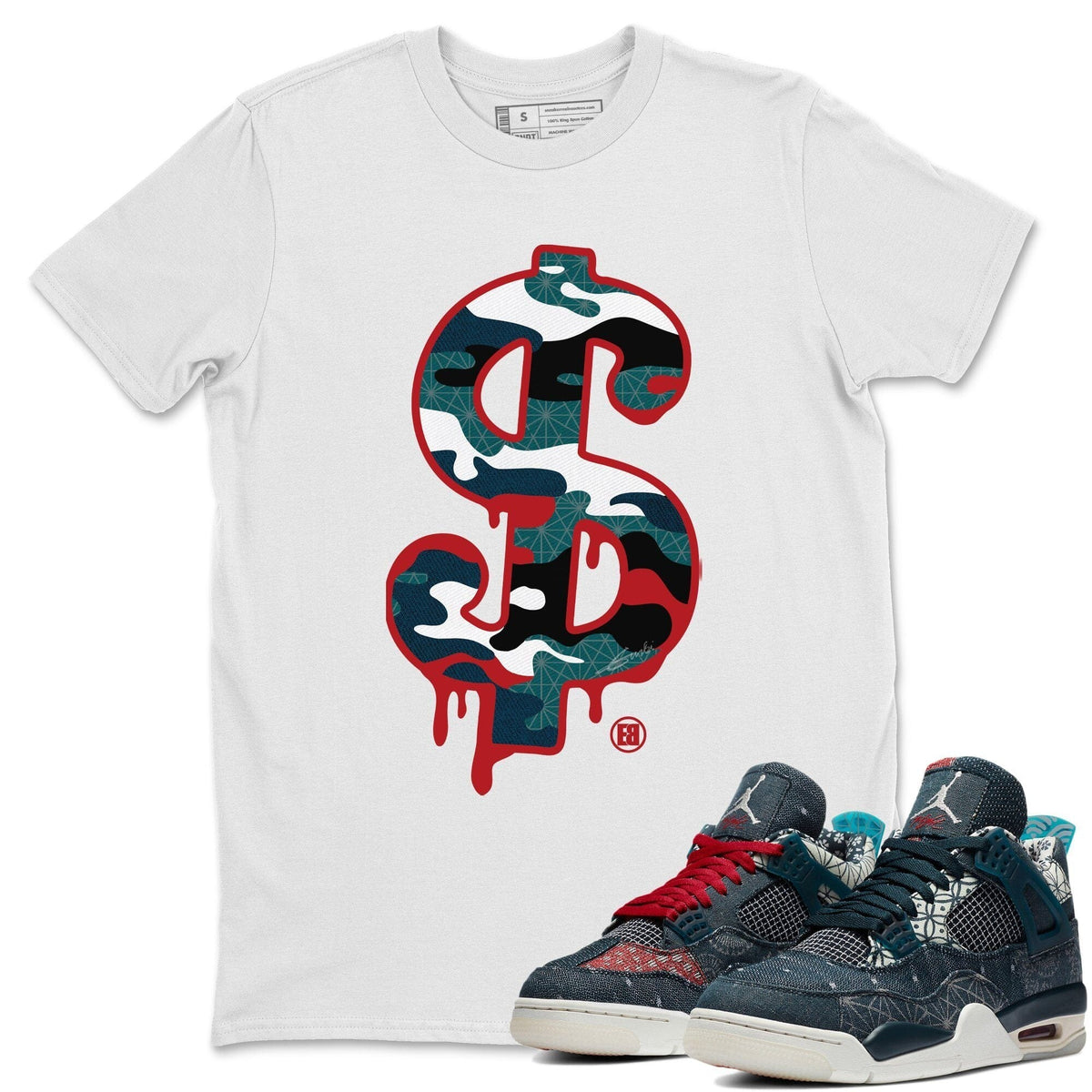 Jordan 4 Deep Ocean Shirt To Match Jordans Dollar Camo Sneaker Tees Jordan 4 Deep Ocean Drip Gear Zone Sneaker Matching Clothing Unisex Shirts