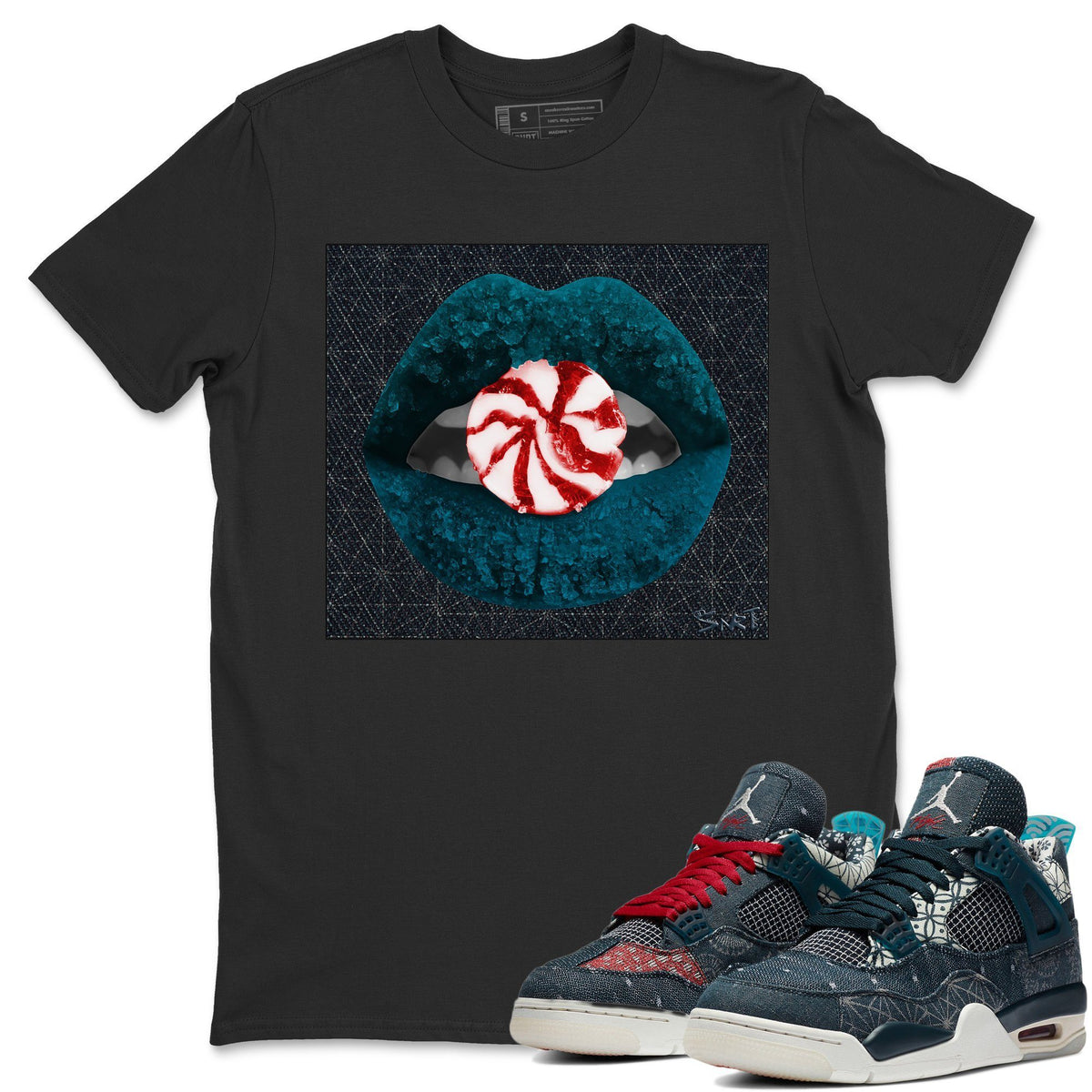 Jordan 4 Deep Ocean Shirt To Match Jordans Lips Candy Sneaker Tees Jordan 4 Deep Ocean Drip Gear Zone Sneaker Matching Clothing Unisex Shirts
