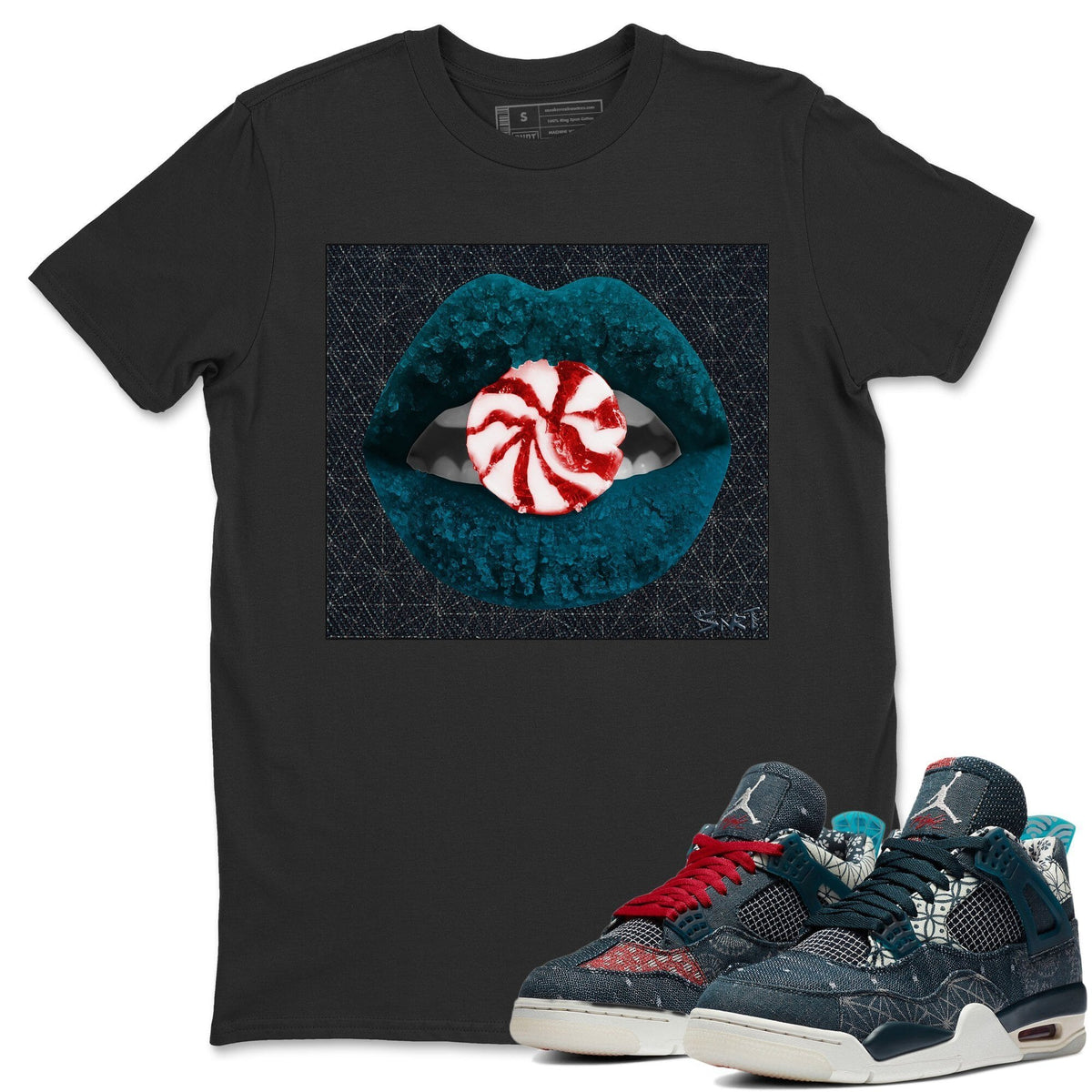 Jordan 4 Deep Ocean Shirt To Match Jordans Lips Candy Sneaker Tees Jordan 4 Deep Ocean Drip Gear Zone Sneaker Matching Clothing Unisex Shirts