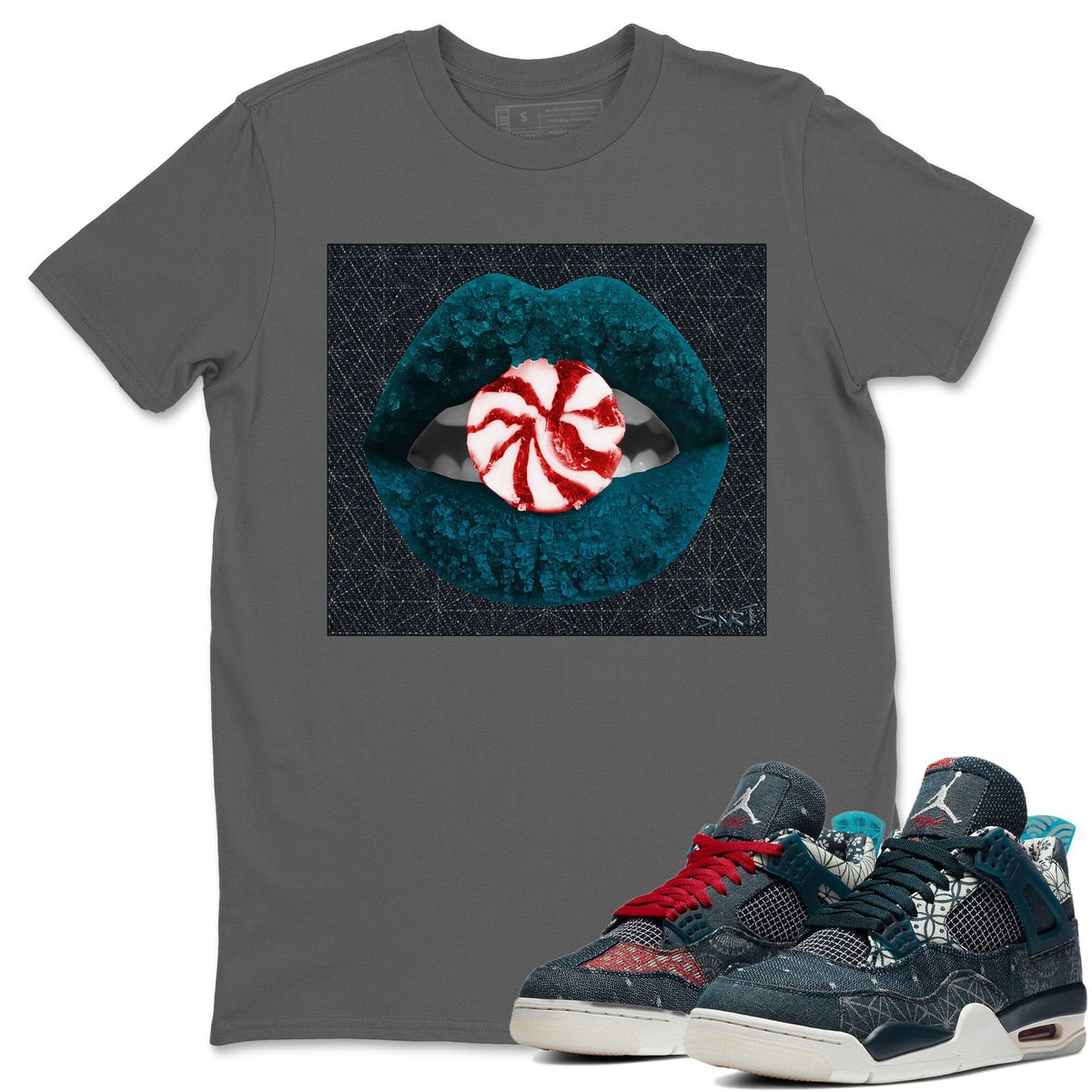 Jordan 4 Deep Ocean Shirt To Match Jordans Lips Candy Sneaker Tees Jordan 4 Deep Ocean Drip Gear Zone Sneaker Matching Clothing Unisex Shirts