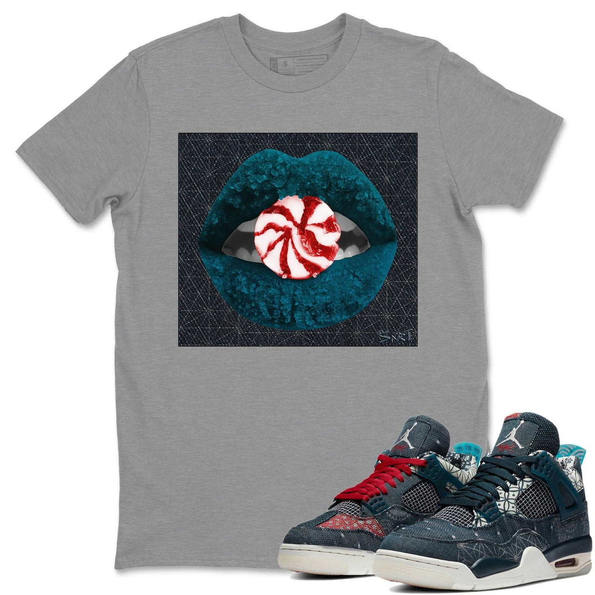 Jordan 4 Deep Ocean Shirt To Match Jordans Lips Candy Sneaker Tees Jordan 4 Deep Ocean Drip Gear Zone Sneaker Matching Clothing Unisex Shirts