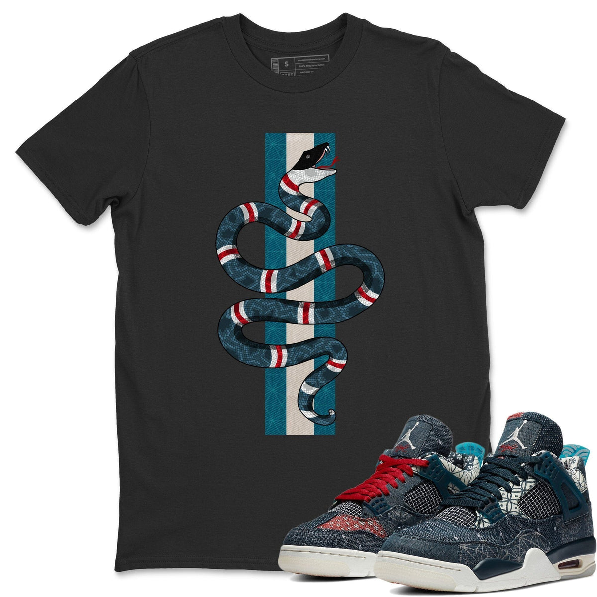 Jordan 4 Deep Ocean Shirt To Match Jordans Snake Sneaker Tees Jordan 4 Deep Ocean Drip Gear Zone Sneaker Matching Clothing Unisex Shirts