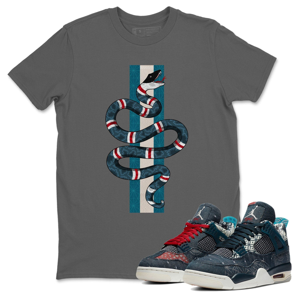 Jordan 4 Deep Ocean Shirt To Match Jordans Snake Sneaker Tees Jordan 4 Deep Ocean Drip Gear Zone Sneaker Matching Clothing Unisex Shirts