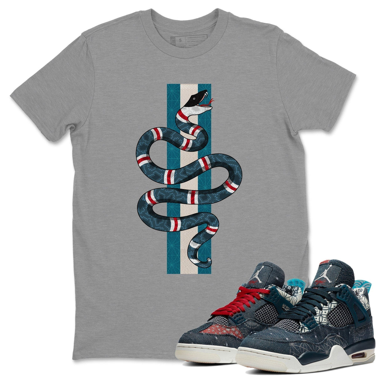 Jordan 4 Deep Ocean Shirt To Match Jordans Snake Sneaker Tees Jordan 4 Deep Ocean Drip Gear Zone Sneaker Matching Clothing Unisex Shirts