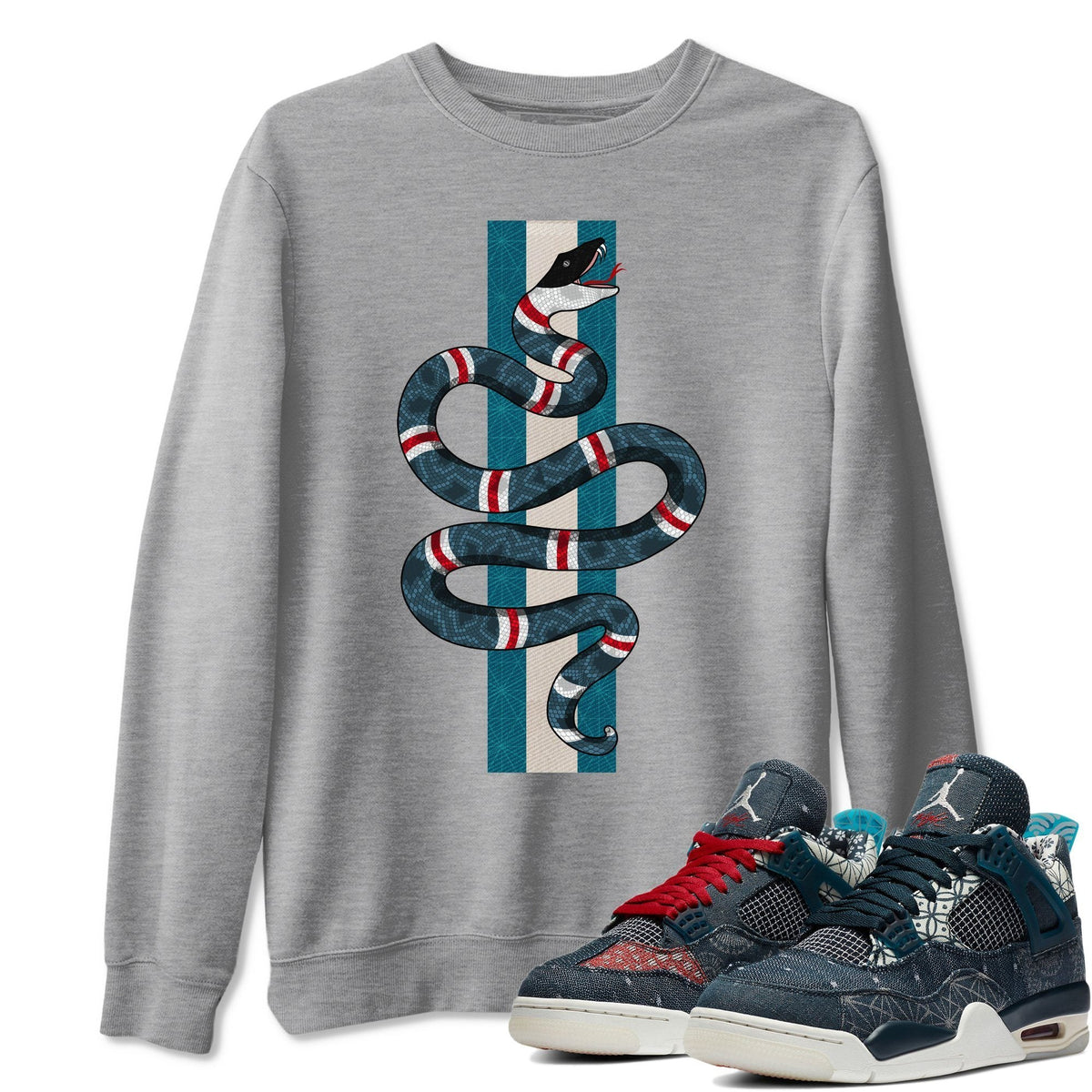 Jordan 4 Deep Ocean Shirt To Match Jordans Snake Sneaker Tees Jordan 4 Deep Ocean Drip Gear Zone Sneaker Matching Clothing Unisex Shirts