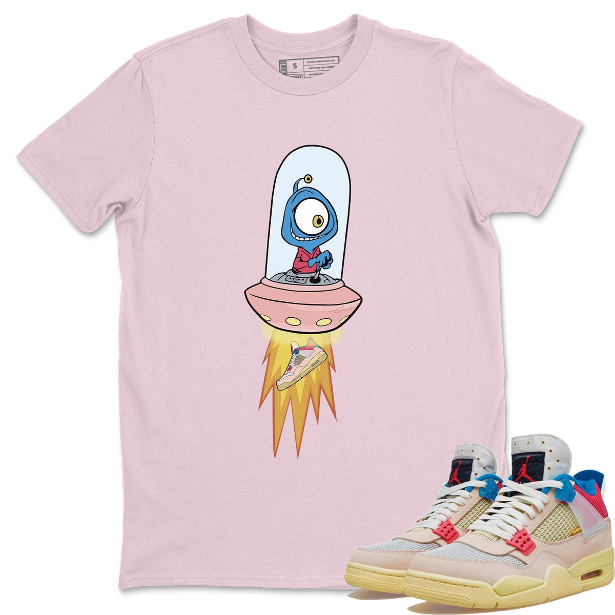 Jordan 4 Union Guava Ice Sneaker Matching T-Shirt Alien Sneaker Tees Jordan 4 Union Guava Ice Sneaker Release Tees Crew Neck Tees