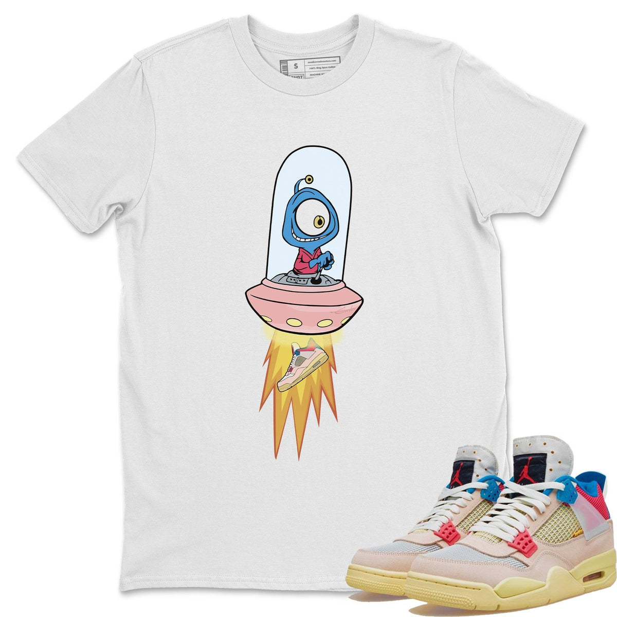 Jordan 4 Union Guava Ice Sneaker Matching T-Shirt Alien Sneaker Tees Jordan 4 Union Guava Ice Sneaker Release Tees Crew Neck Tees