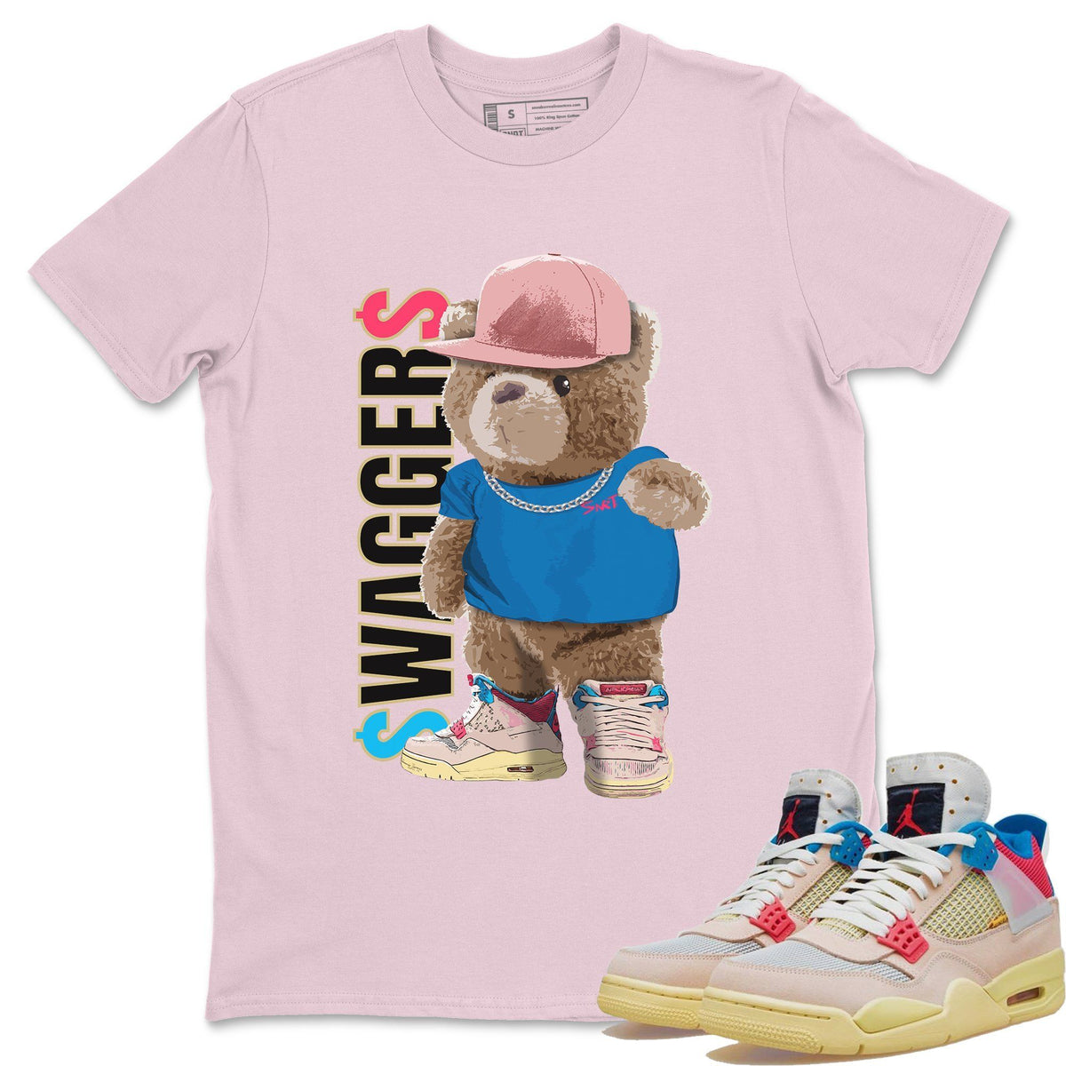 Jordan 4 Union Guava Ice Sneaker Matching T-Shirt Bear Swaggers Sneaker Tees Jordan 4 Union Guava Ice Sneaker Release Tees Crew Neck Tees