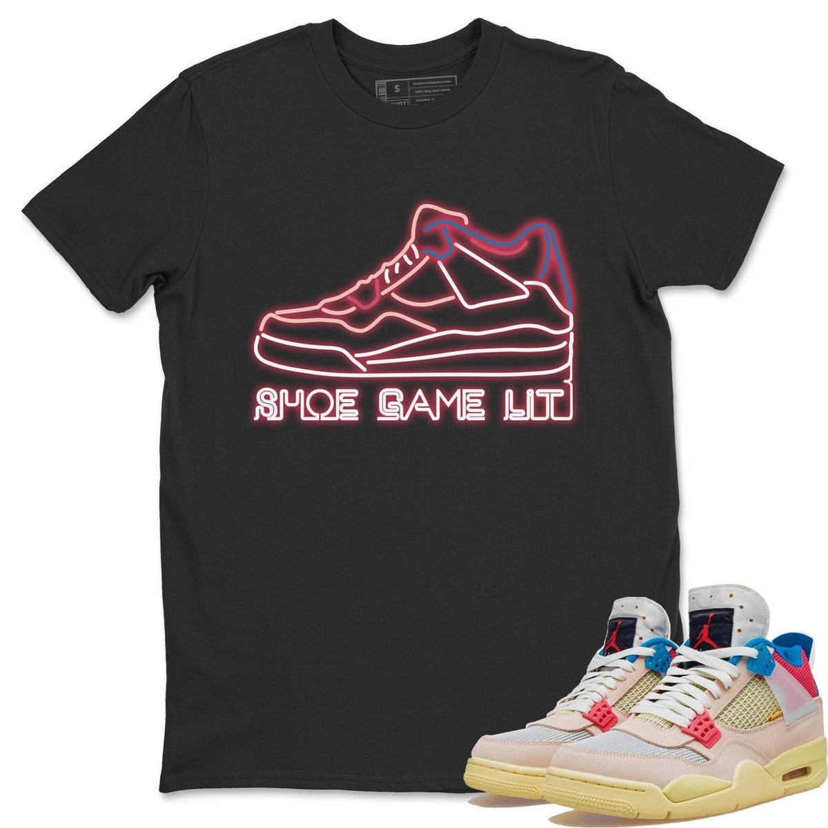 Jordan 4 Union Guava Ice Sneaker Matching T-Shirt Shoe Game Lit Sneaker Tees Jordan 4 Union Guava Ice Sneaker Release Tees Crew Neck Tees