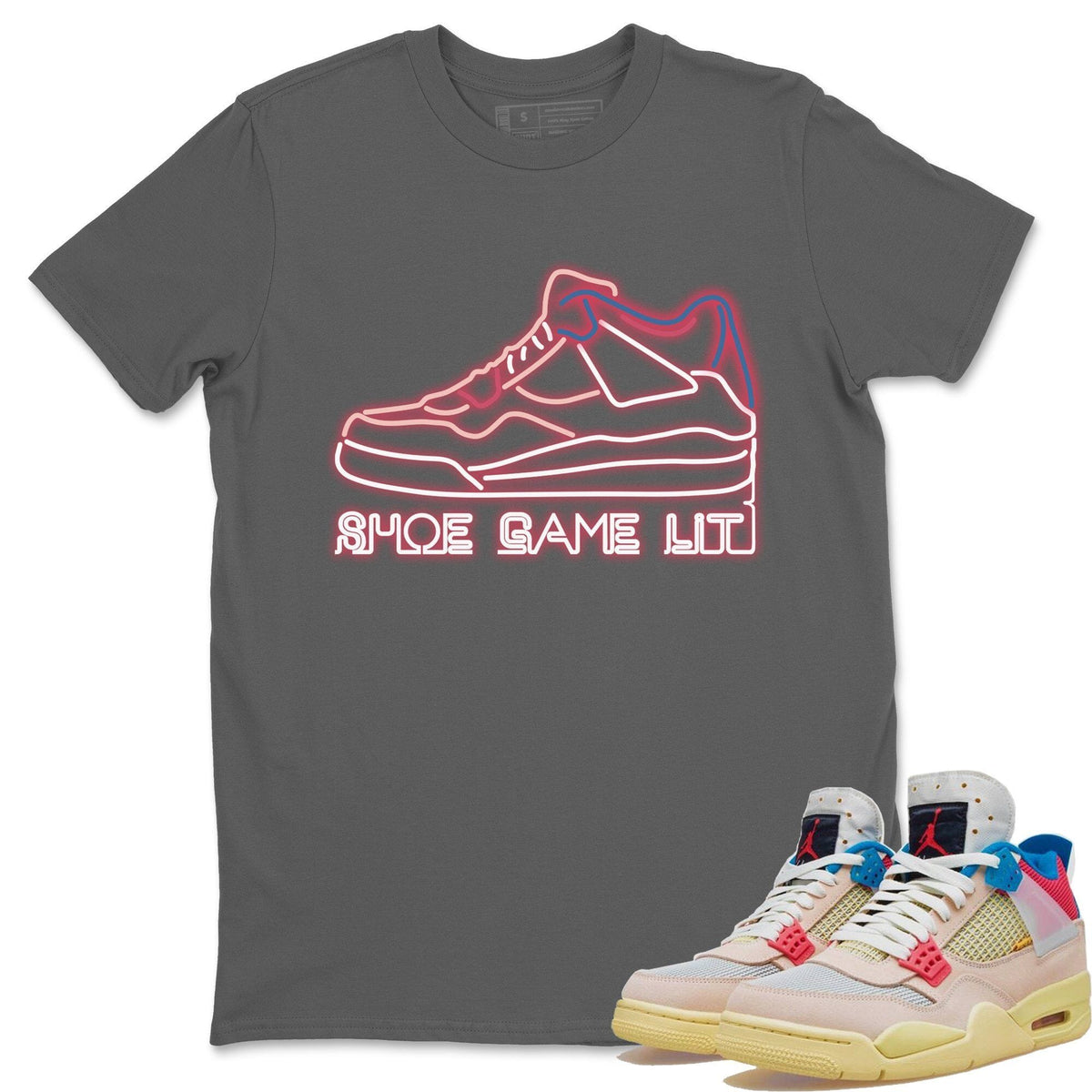 Jordan 4 Union Guava Ice Sneaker Matching T-Shirt Shoe Game Lit Sneaker Tees Jordan 4 Union Guava Ice Sneaker Release Tees Crew Neck Tees