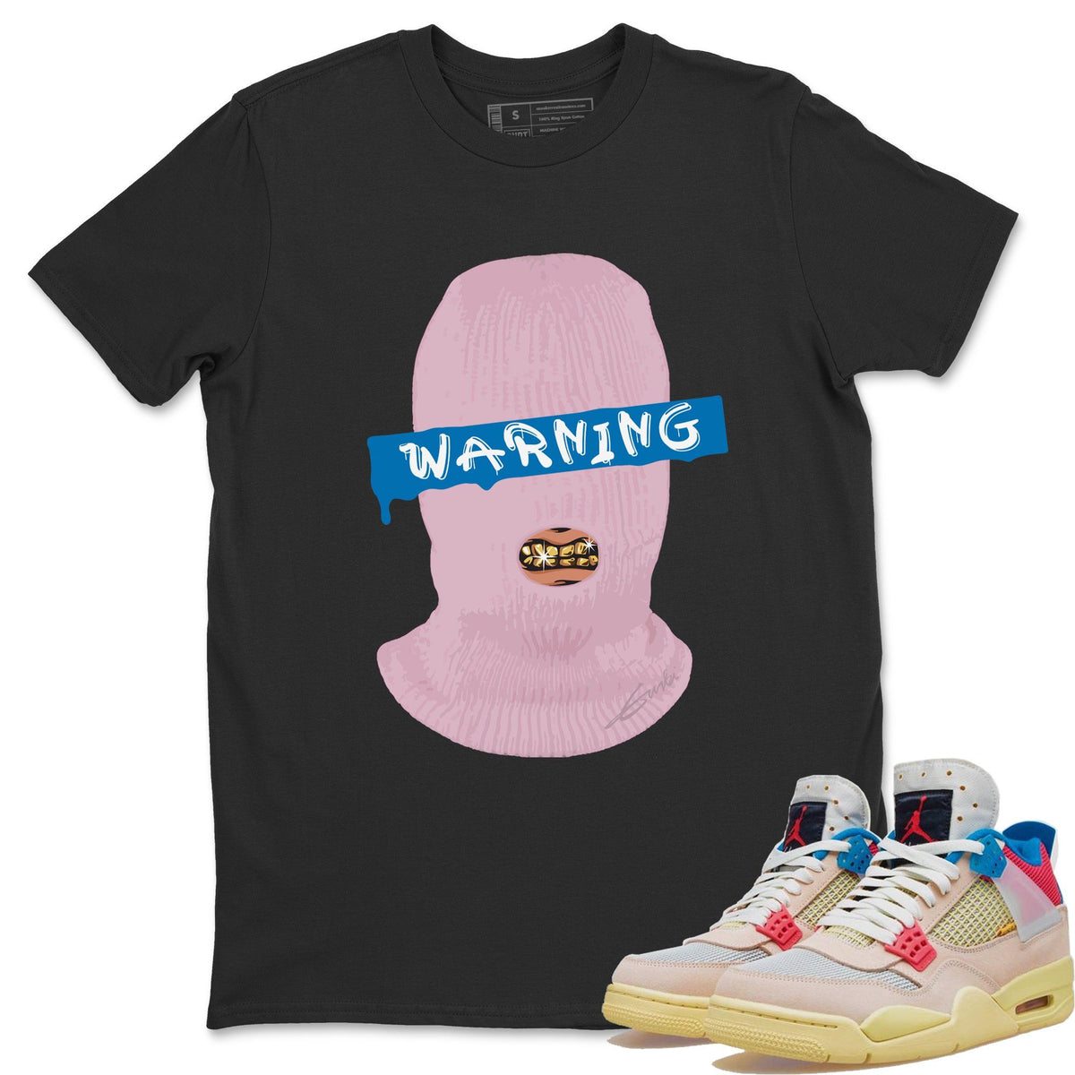 Jordan 4 Union Guava Ice Sneaker Matching T-Shirt Warning Sneaker Tees Jordan 4 Union Guava Ice Sneaker Release Tees Crew Neck Tees