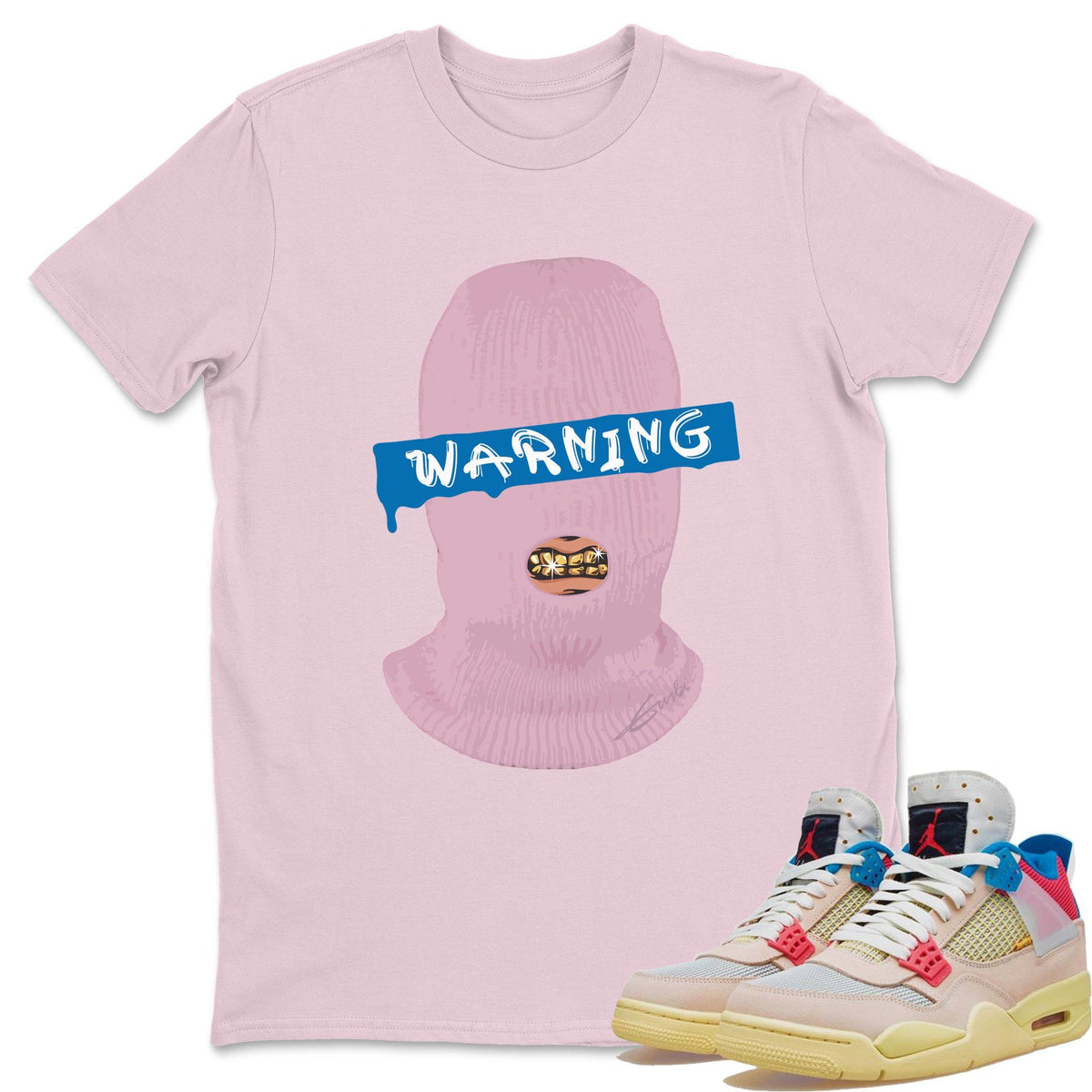 Jordan 4 Union Guava Ice Sneaker Matching T-Shirt Warning Sneaker Tees Jordan 4 Union Guava Ice Sneaker Release Tees Crew Neck Tees