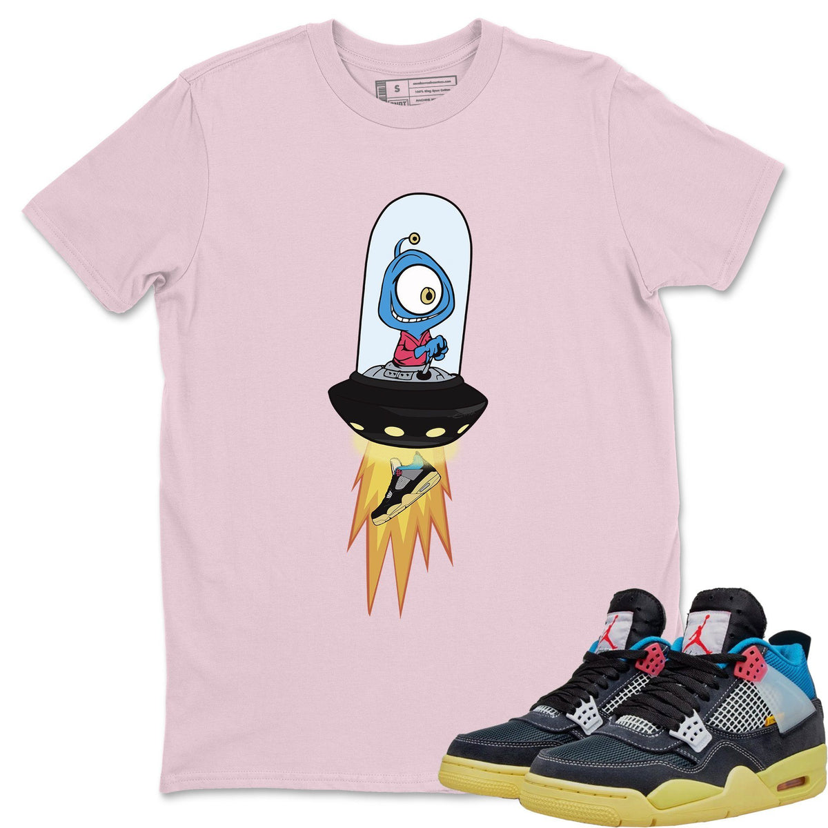 Jordan 4 Union Off Noir Sneaker Matching T-Shirt Alien Sneaker Tees Jordan 4 Union Off Noir Sneaker Release Tees Crew Neck Tees