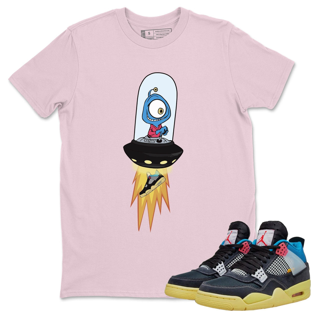 Jordan 4 Union Off Noir Sneaker Matching T-Shirt Alien Sneaker Tees Jordan 4 Union Off Noir Sneaker Release Tees Crew Neck Tees