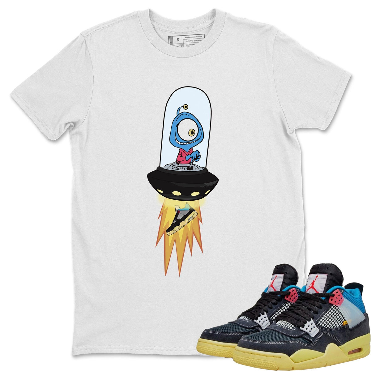 Jordan 4 Union Off Noir Sneaker Matching T-Shirt Alien Sneaker Tees Jordan 4 Union Off Noir Sneaker Release Tees Crew Neck Tees