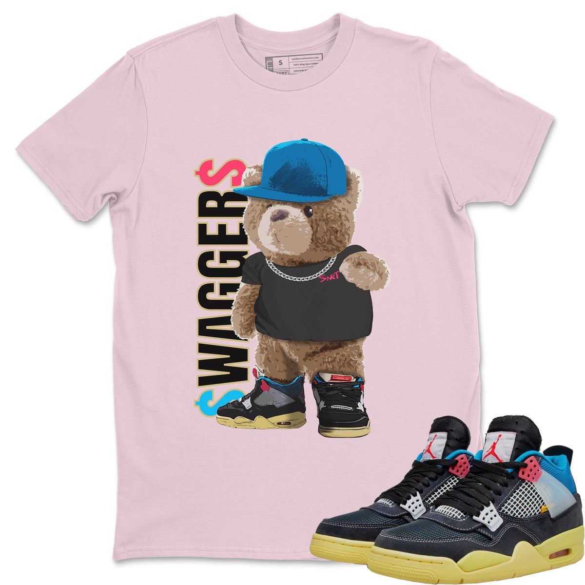 Jordan 4 Union Off Noir Sneaker Matching T-Shirt Bear Swaggers Sneaker Tees Jordan 4 Union Off Noir Sneaker Release Tees Crew Neck Tees