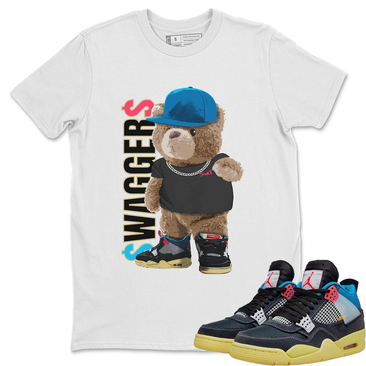 Jordan 4 Union Off Noir Sneaker Matching T-Shirt Bear Swaggers Sneaker Tees Jordan 4 Union Off Noir Sneaker Release Tees Crew Neck Tees