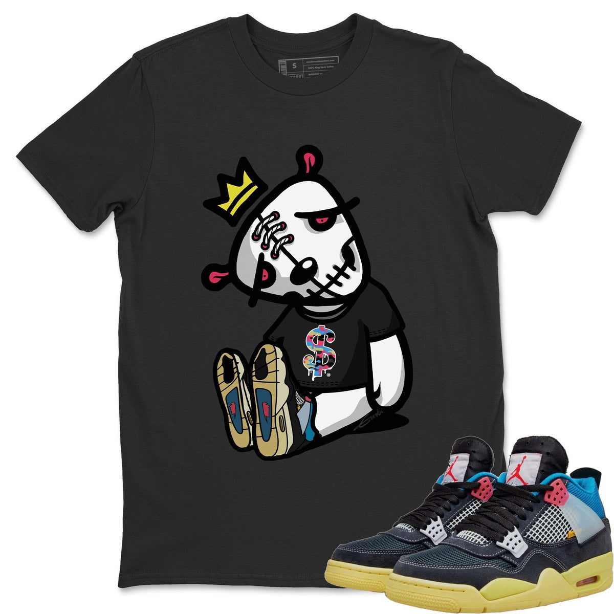 Jordan 4 Union Off Noir Sneaker Matching T-Shirt Dead Dolls Sneaker Tees Jordan 4 Union Off Noir Sneaker Release Tees Crew Neck Tees