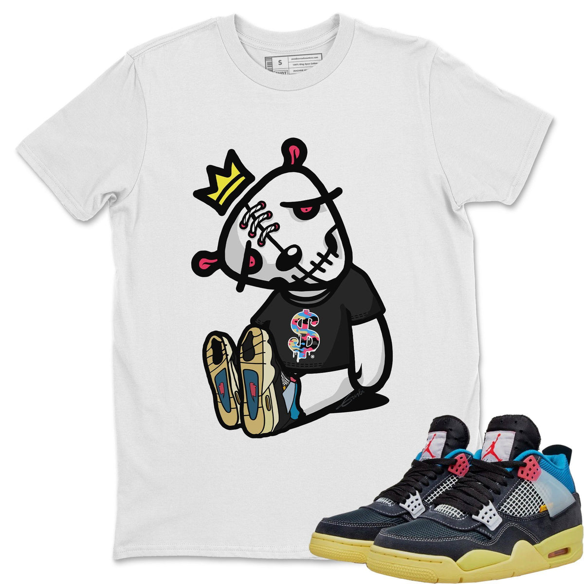 Jordan 4 Union Off Noir Sneaker Matching T-Shirt Dead Dolls Sneaker Tees Jordan 4 Union Off Noir Sneaker Release Tees Crew Neck Tees