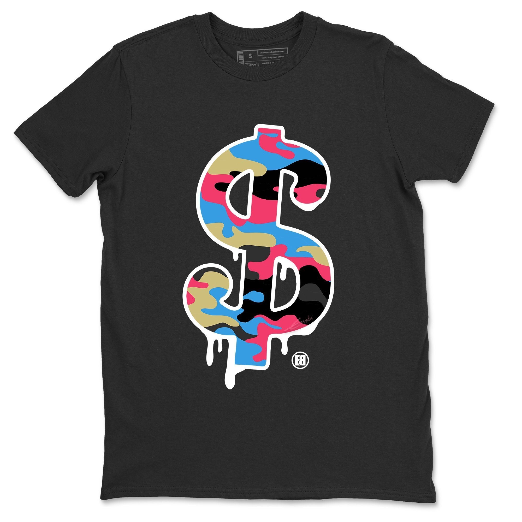 Jordan 4 Union Off Noir Sneaker Matching T-Shirt Dollar Camo Sneaker Tees Jordan 4 Union Off Noir Sneaker Release Tees Crew Neck Tees