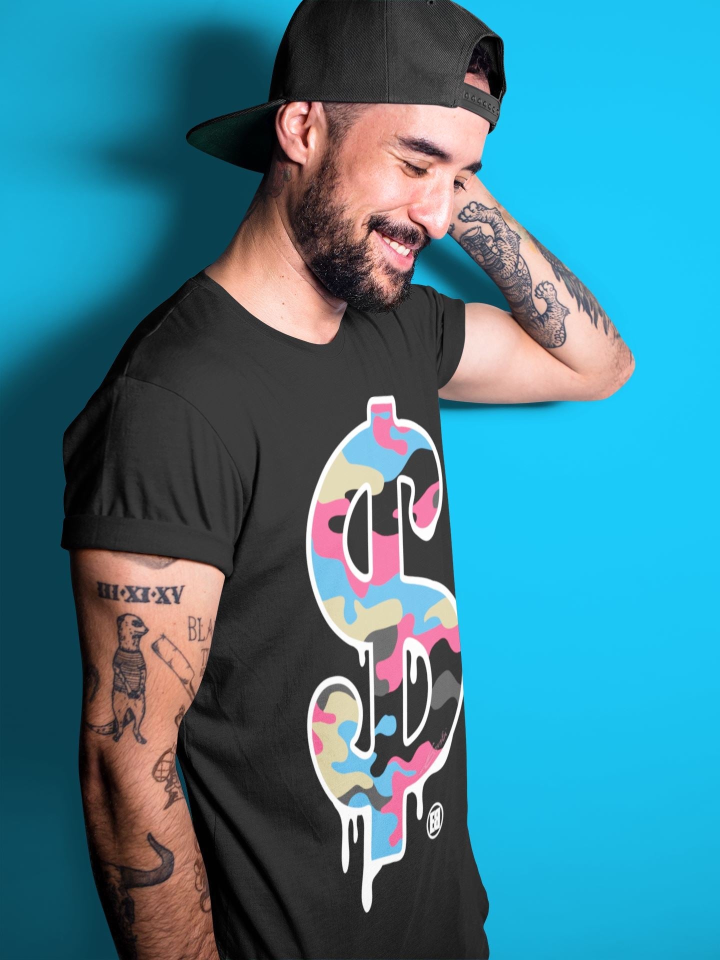 Jordan 4 Union Off Noir Sneaker Matching T-Shirt Dollar Camo Sneaker Tees Jordan 4 Union Off Noir Sneaker Release Tees Crew Neck Tees