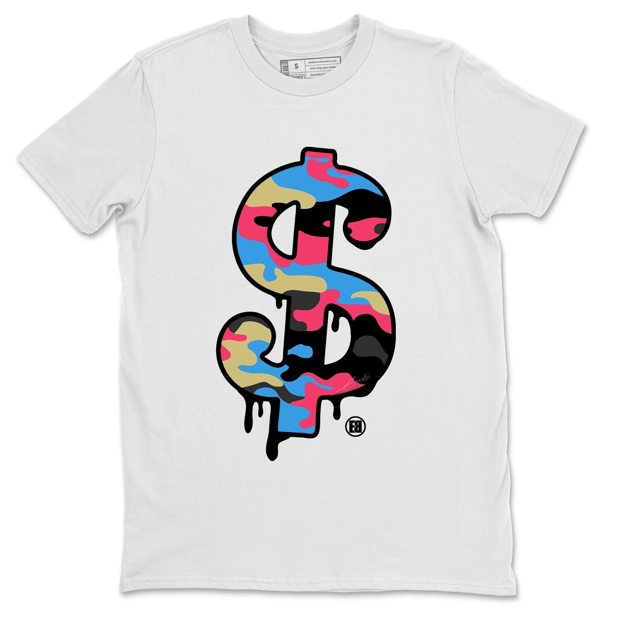 Jordan 4 Union Off Noir Sneaker Matching T-Shirt Dollar Camo Sneaker Tees Jordan 4 Union Off Noir Sneaker Release Tees Crew Neck Tees