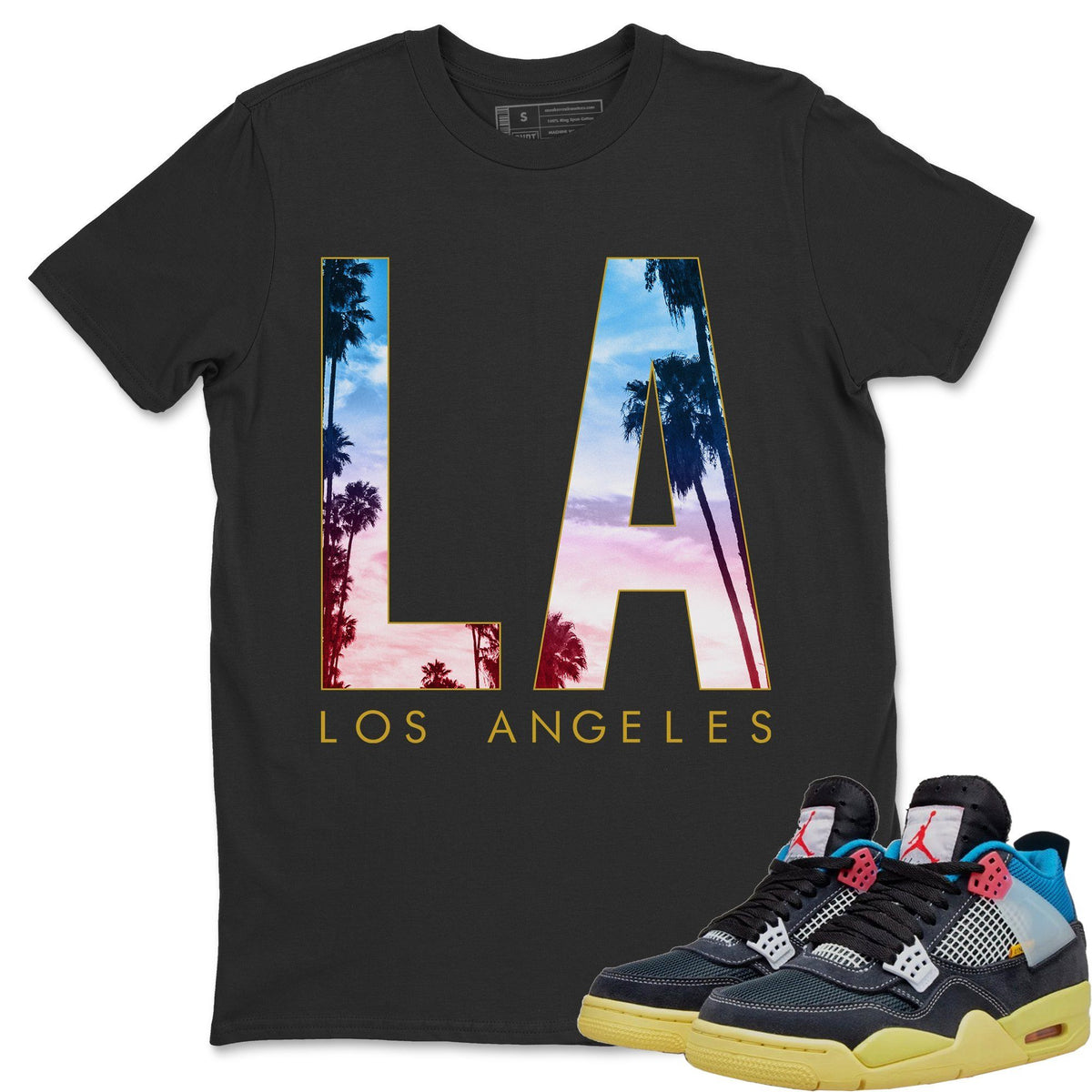 Jordan 4 Union Off Noir Sneaker Matching T-Shirt Los Angeless Sneaker Tees Jordan 4 Union Off Noir Sneaker Release Tees Crew Neck Tees