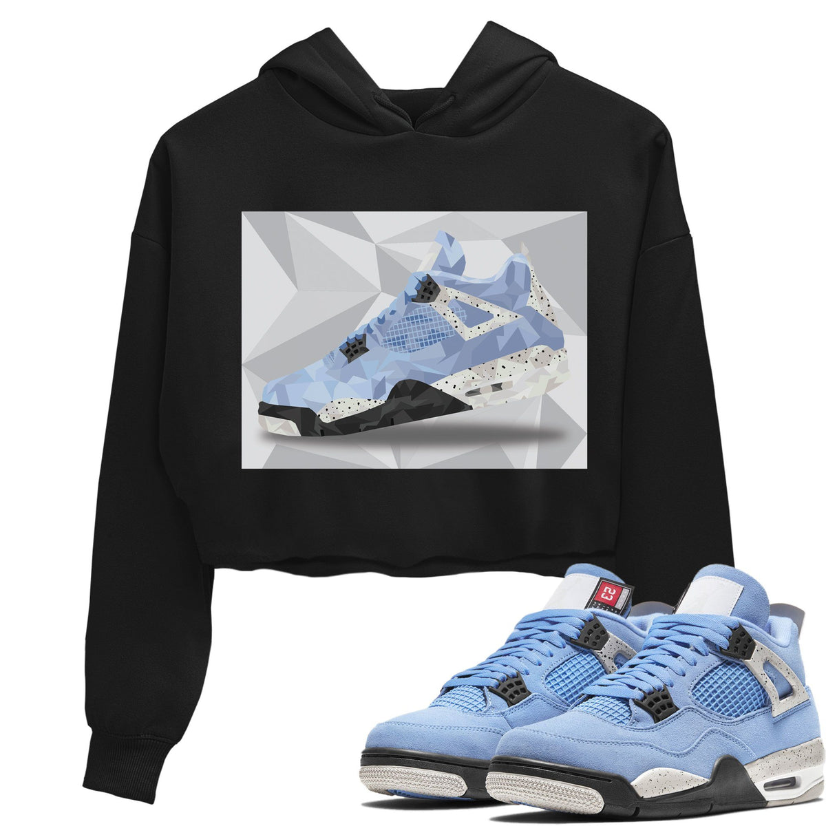 Jordan 4 University Blue Sneaker Matching T-Shirt Shoe Polygon Sneaker Tees Jordan 4 University Blue Sneaker Release Tees Women's Shirts