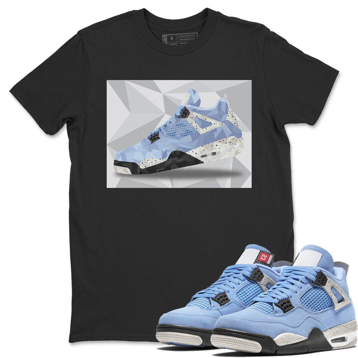 Jordan 4 University Blue Shirt To Match Jordans Shoe Polygon Sneaker Tees Jordan 4 University Blue Drip Gear Zone Sneaker Matching Clothing Unisex Shirts