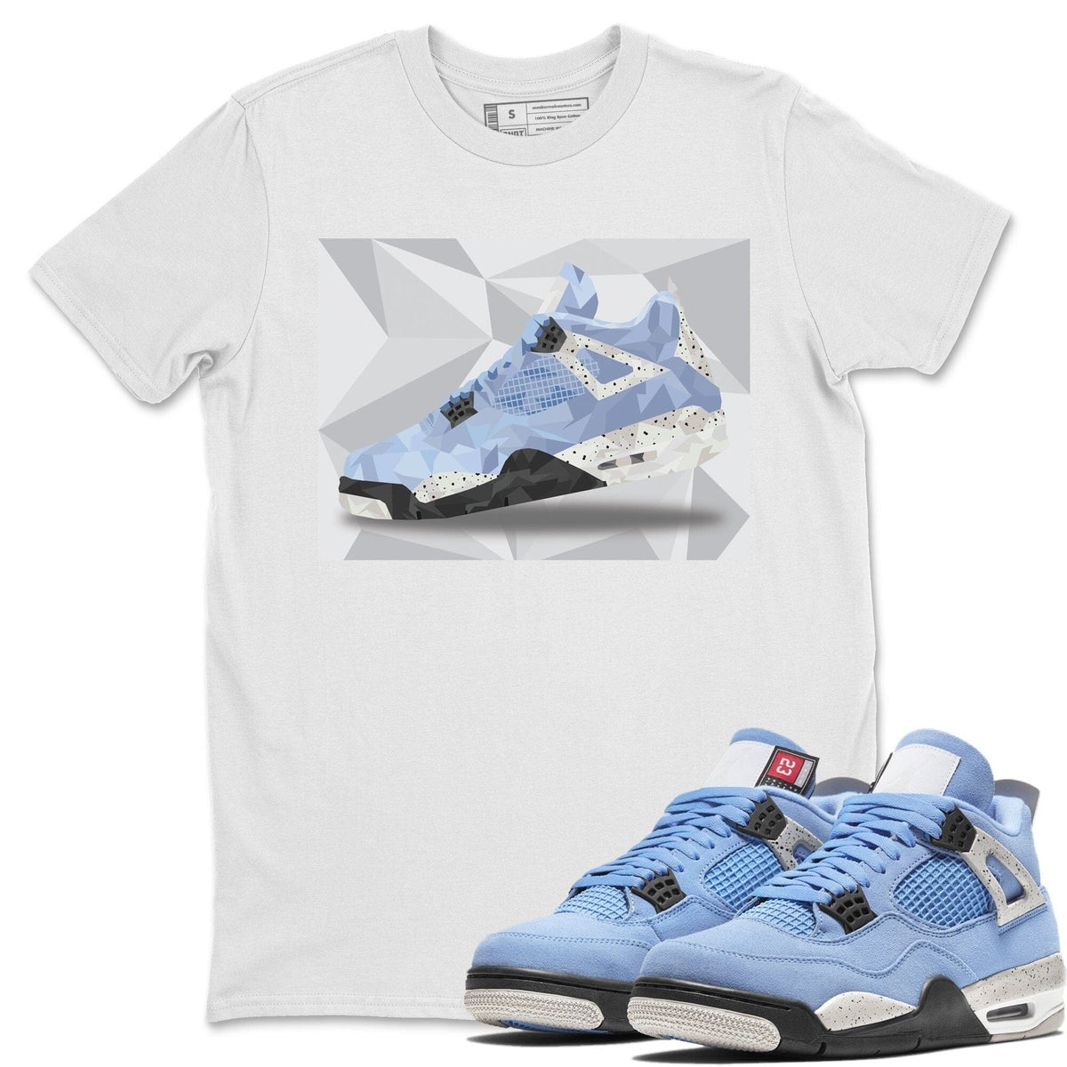 Jordan 4 University Blue Shirt To Match Jordans Shoe Polygon Sneaker Tees Jordan 4 University Blue Drip Gear Zone Sneaker Matching Clothing Unisex Shirts