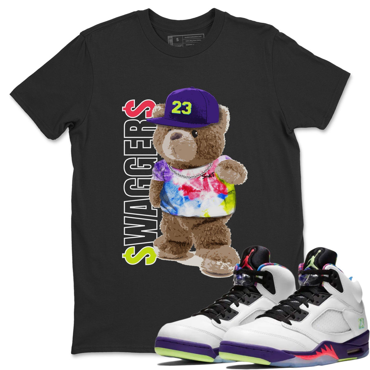 Jordan 5 Ghost Green Sneaker Matching T-Shirt Bear Swaggers Sneaker Tees Jordan 5 Ghost Green Sneaker Release Tees Crew Neck Tees