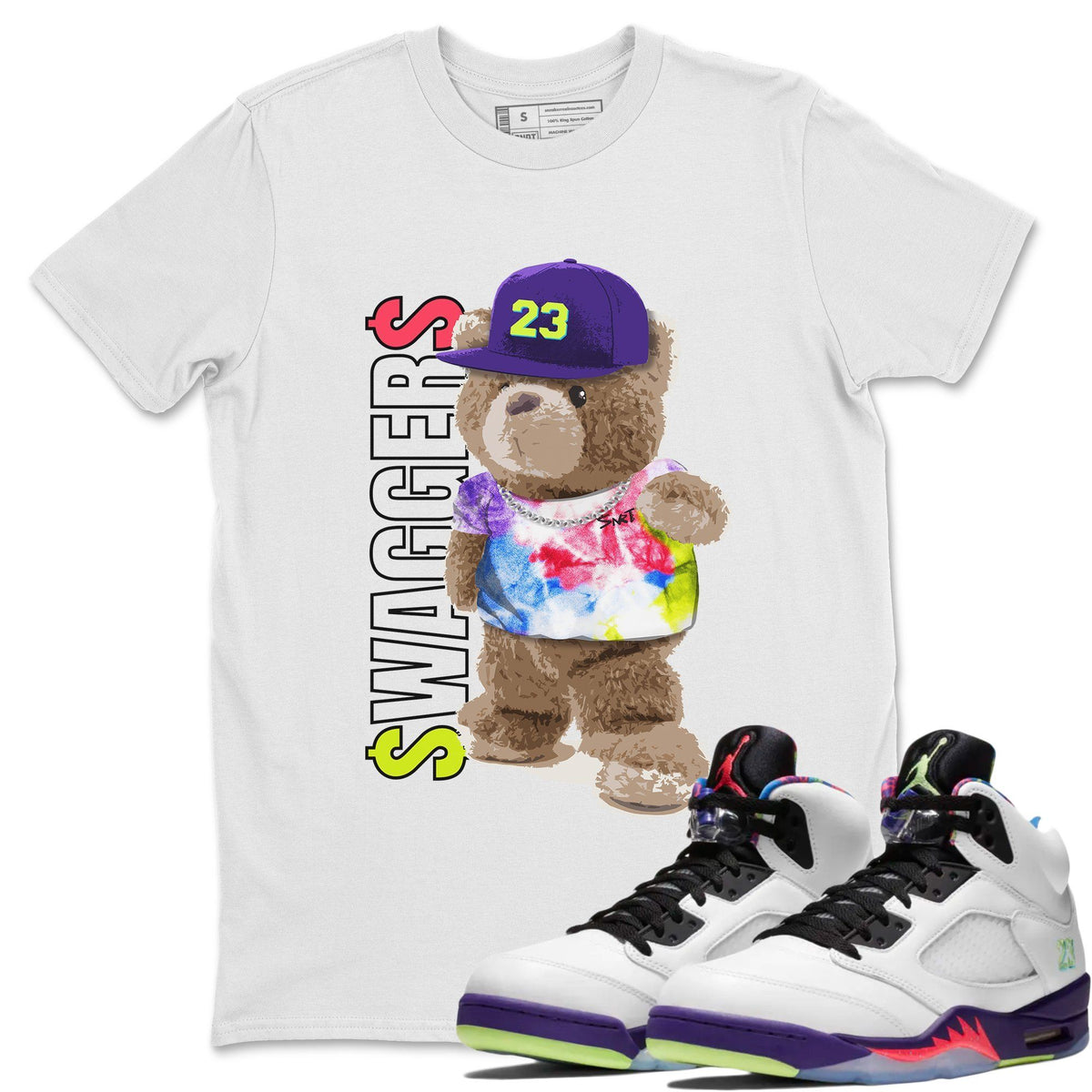 Jordan 5 Ghost Green Sneaker Matching T-Shirt Bear Swaggers Sneaker Tees Jordan 5 Ghost Green Sneaker Release Tees Crew Neck Tees