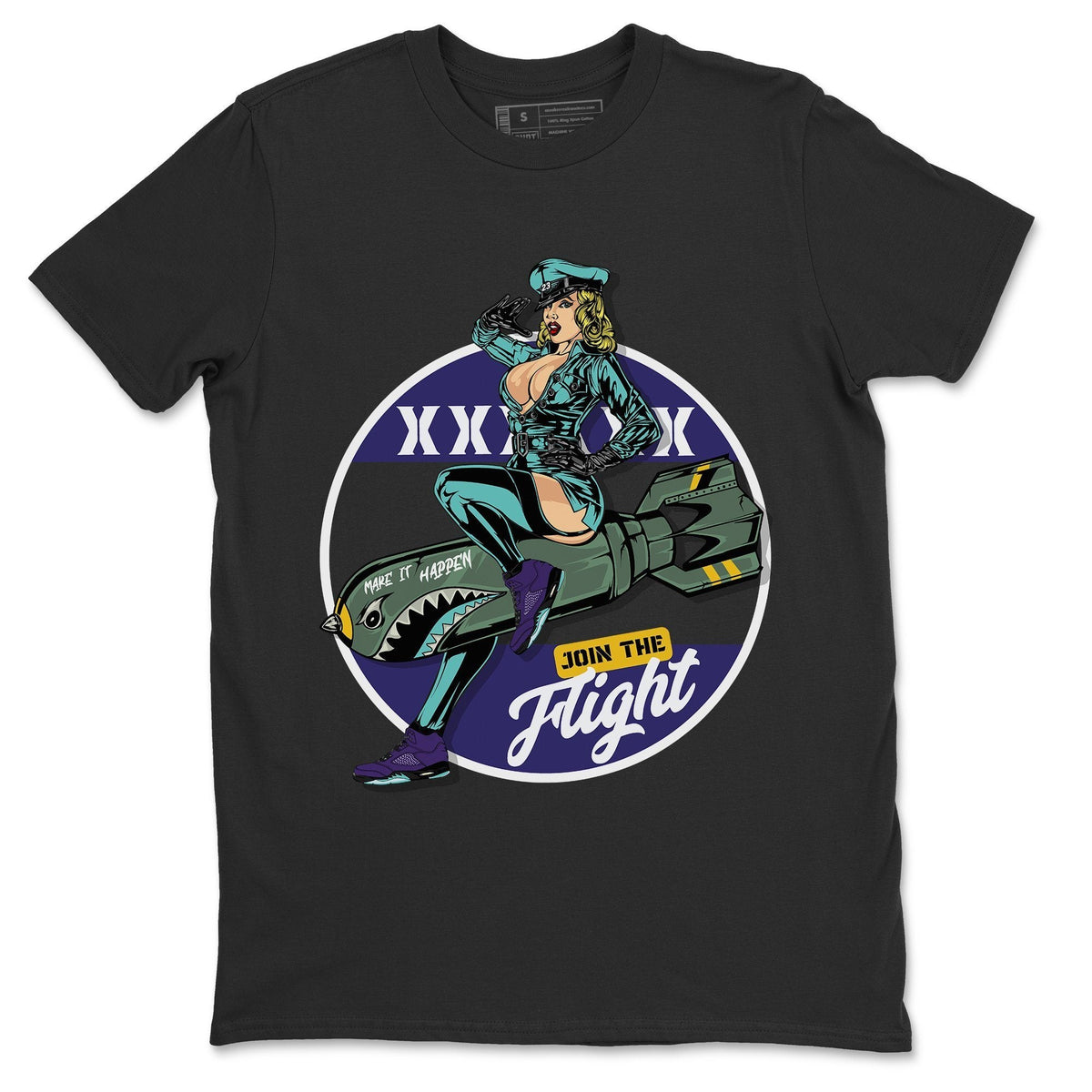 Jordan 5 Purple Grape Sneaker Matching T-Shirt Pin Up Girl Sneaker Tees Jordan 5 Purple Grape Sneaker Release Tees Crew Neck Tees