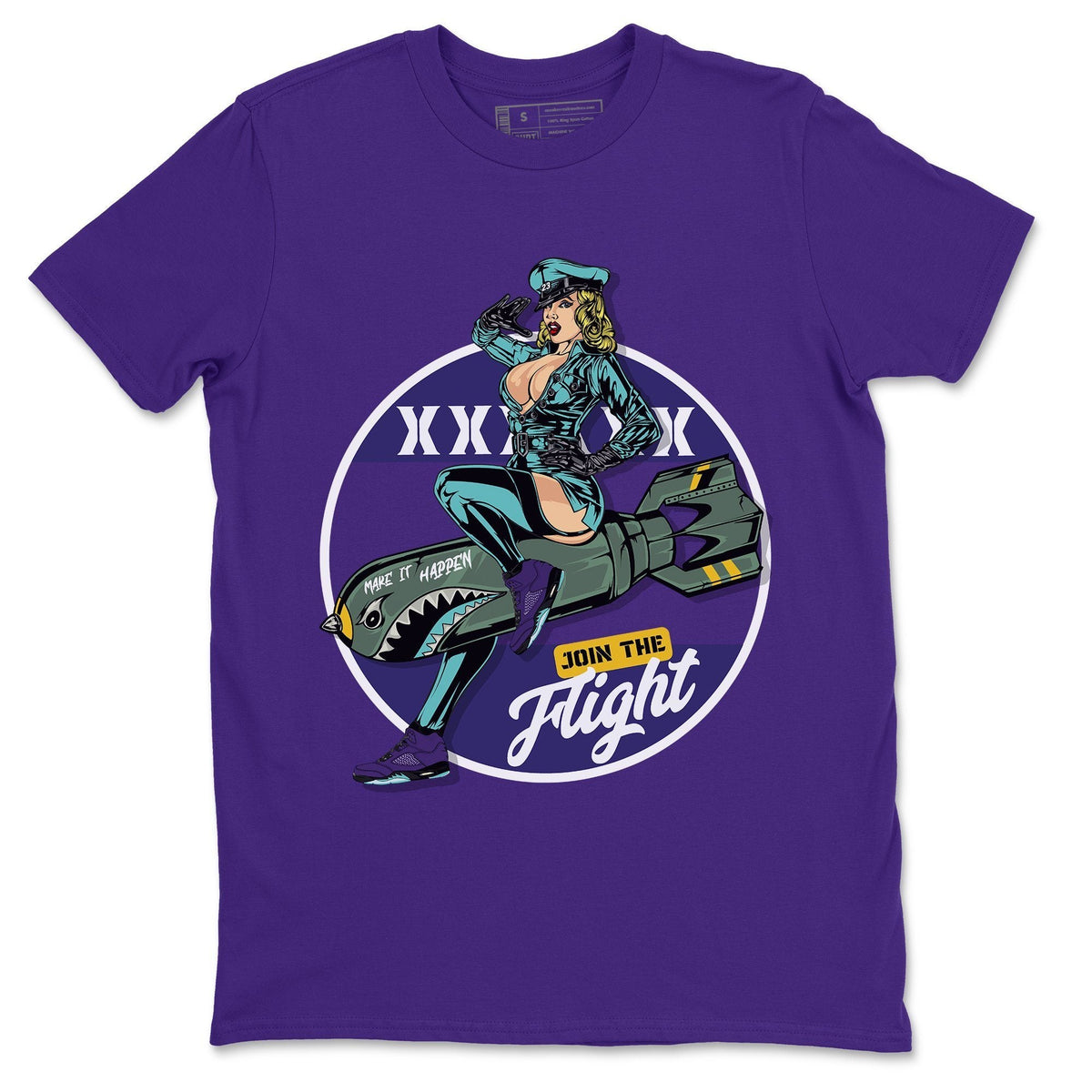 Jordan 5 Purple Grape Sneaker Matching T-Shirt Pin Up Girl Sneaker Tees Jordan 5 Purple Grape Sneaker Release Tees Crew Neck Tees
