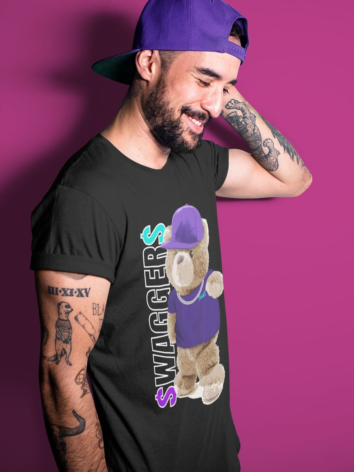 Jordan 5 Purple Grape Sneaker Matching T-Shirt Bear Swaggers Sneaker Tees Jordan 5 Purple Grape Sneaker Release Tees Crew Neck Tees