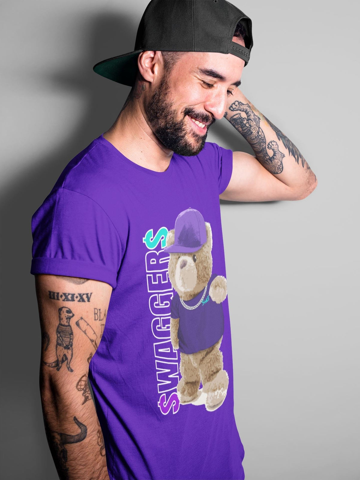 Jordan 5 Purple Grape Sneaker Matching T-Shirt Bear Swaggers Sneaker Tees Jordan 5 Purple Grape Sneaker Release Tees Crew Neck Tees