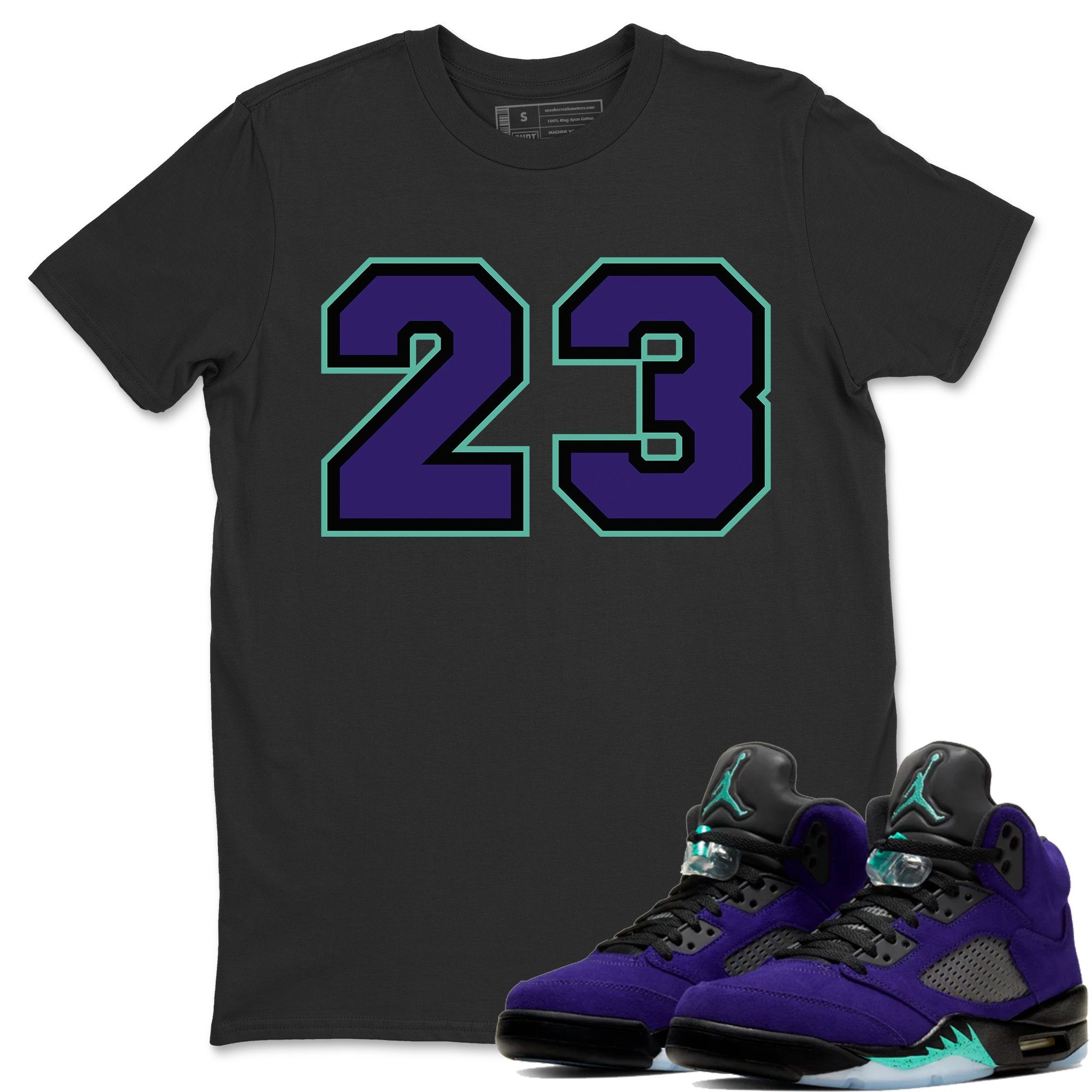Jordan 5 Purple Grape Sneaker Matching T-Shirt 23 Sneaker Tees Jordan 5 Purple Grape Sneaker Release Tees Crew Neck Tees