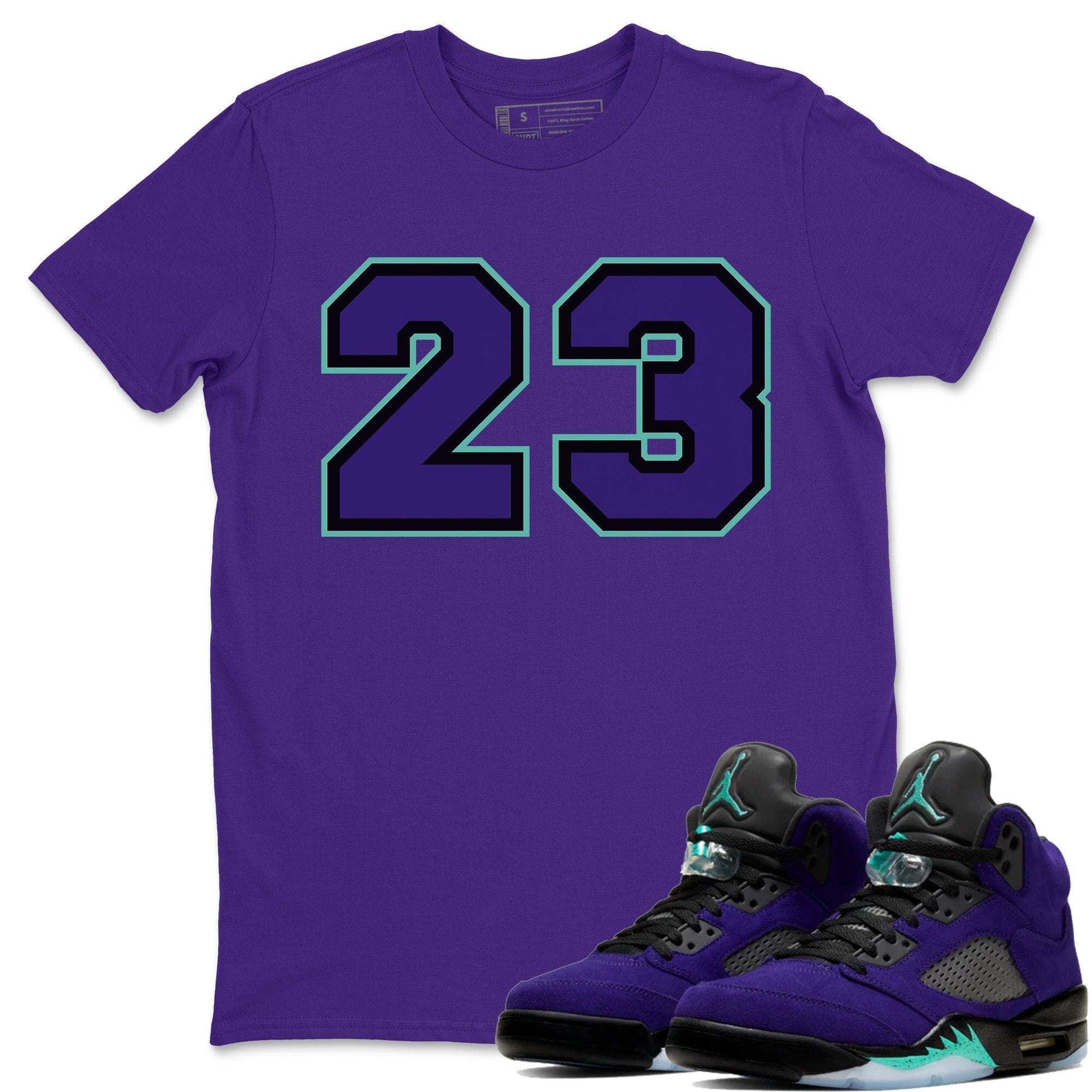 Jordan 5 Purple Grape Sneaker Matching T-Shirt 23 Sneaker Tees Jordan 5 Purple Grape Sneaker Release Tees Crew Neck Tees