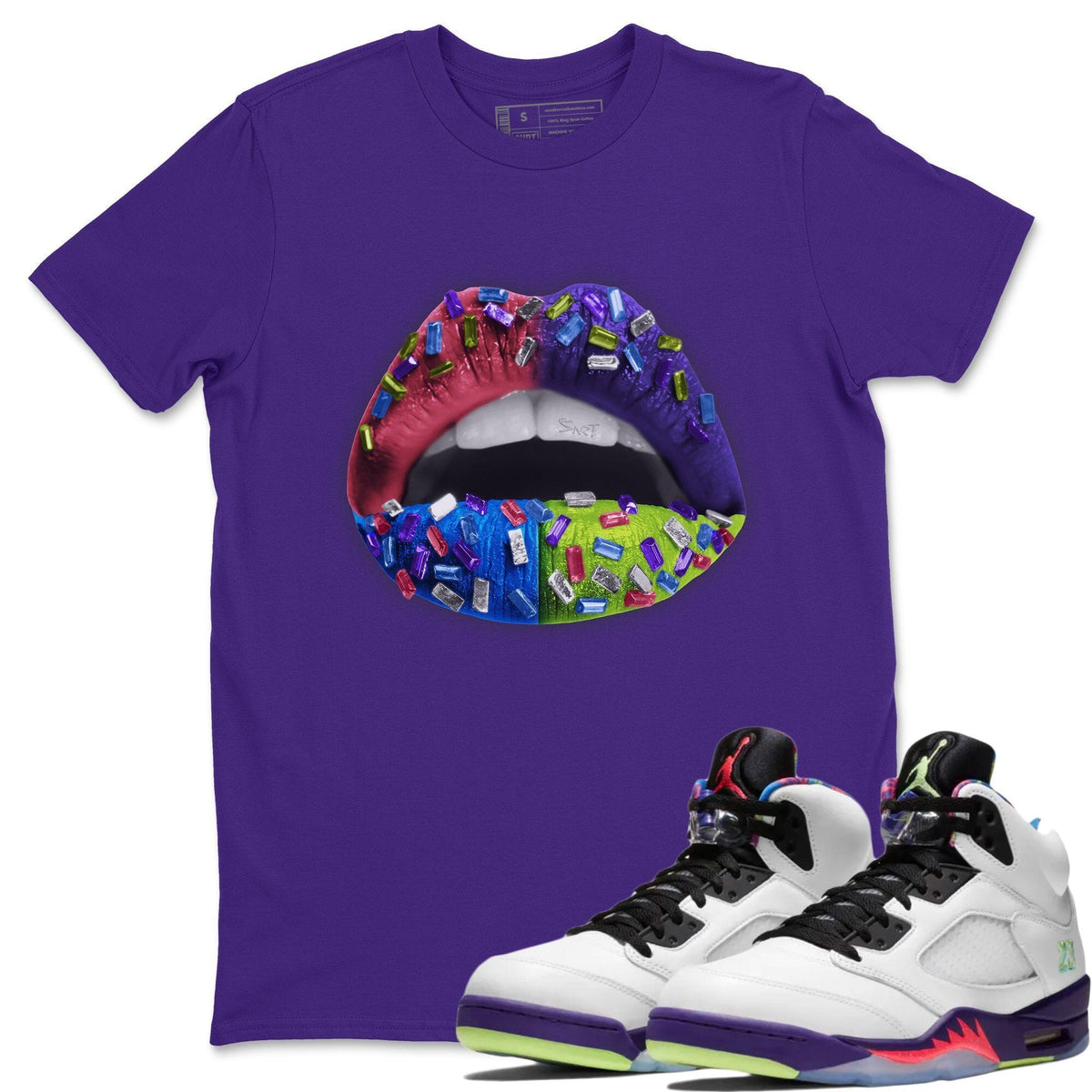 Jordan 5 Ghost Green Sneaker Matching T-Shirt Lips Jewel Sneaker Tees Jordan 5 Ghost Green Sneaker Release Tees Crew Neck Tees